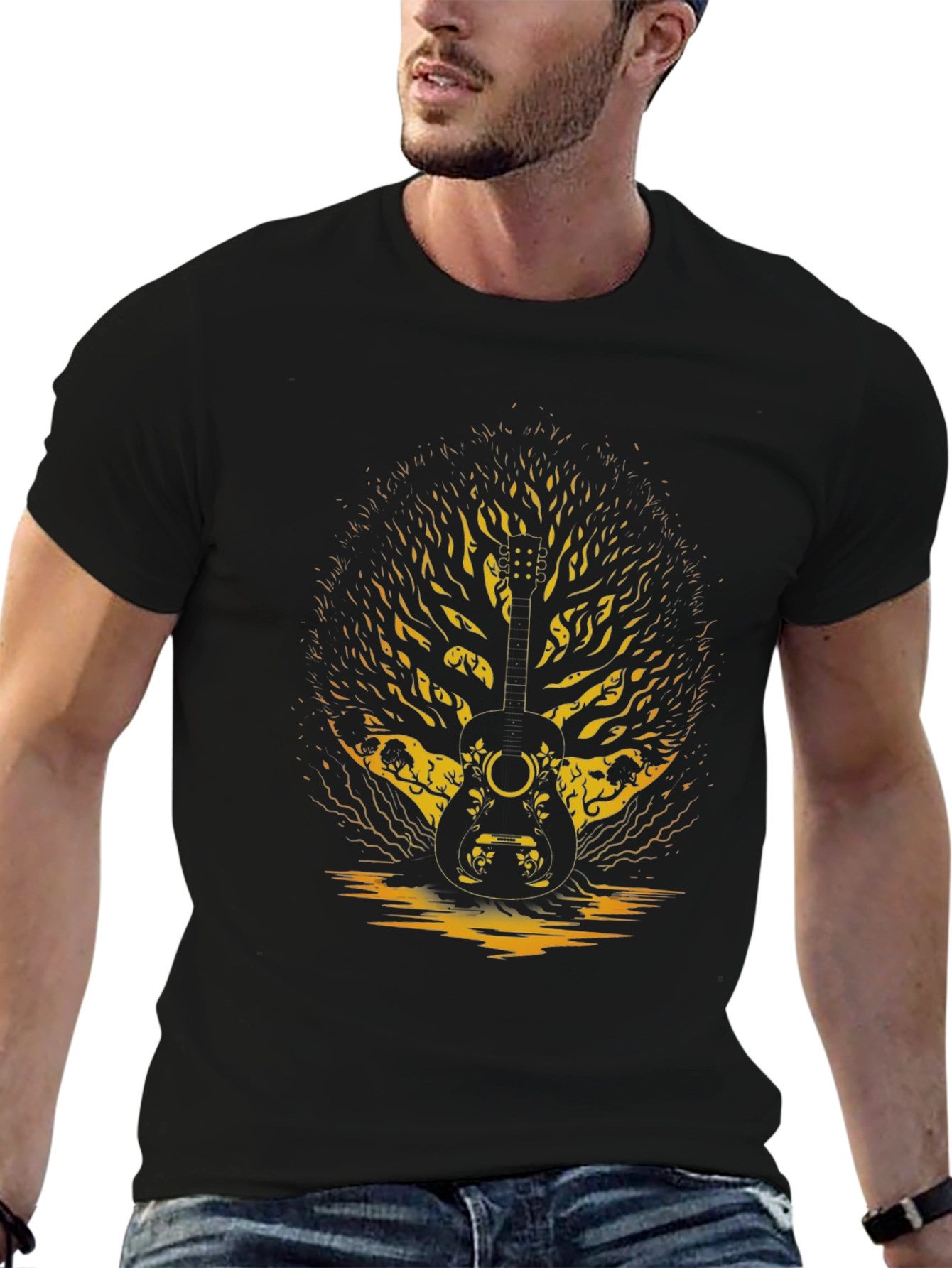 Guitar Tree Graphic Tee - Black Unisex T-Shirt