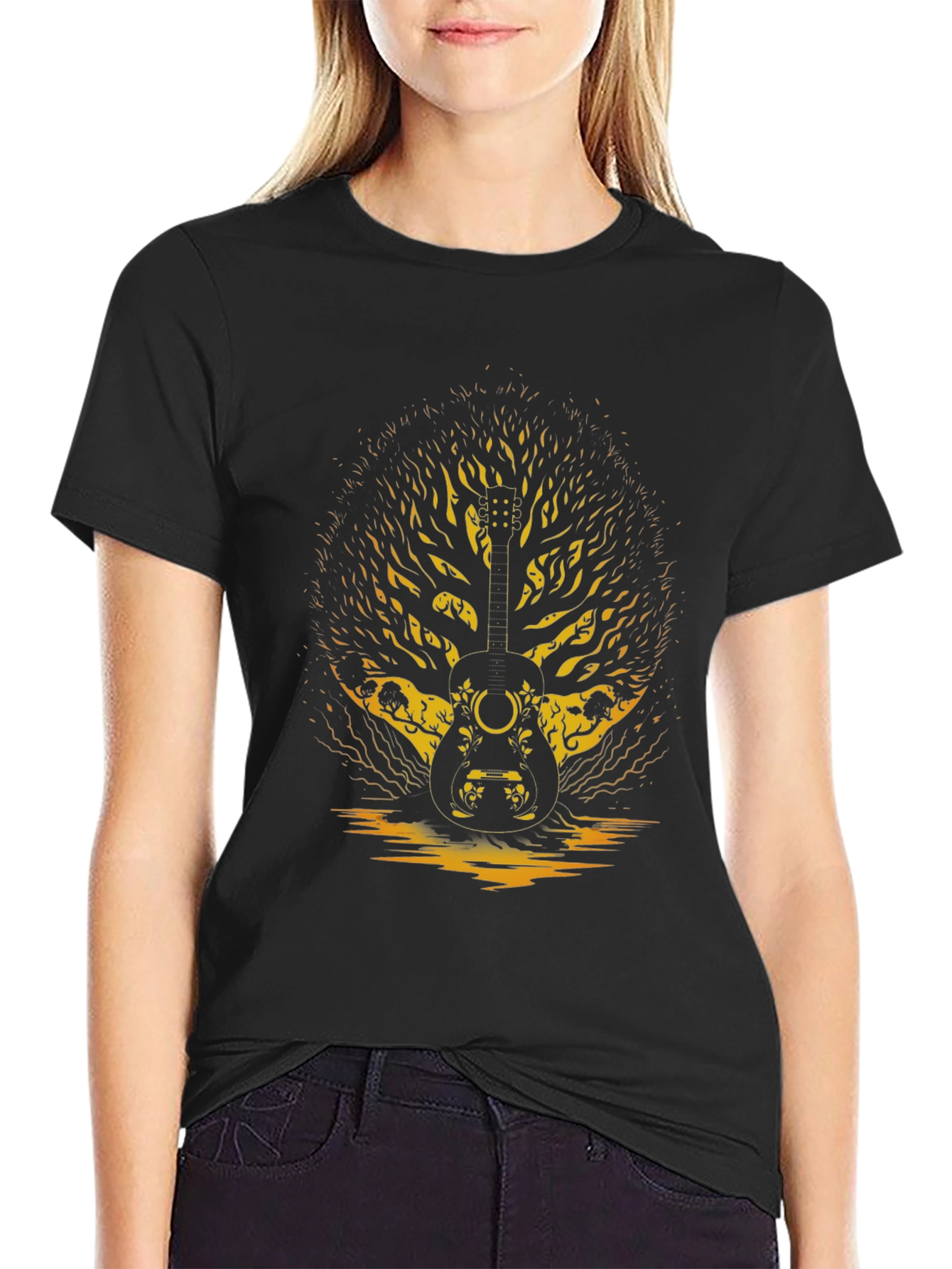 Guitar Tree Graphic Tee - Black Unisex T-Shirt
