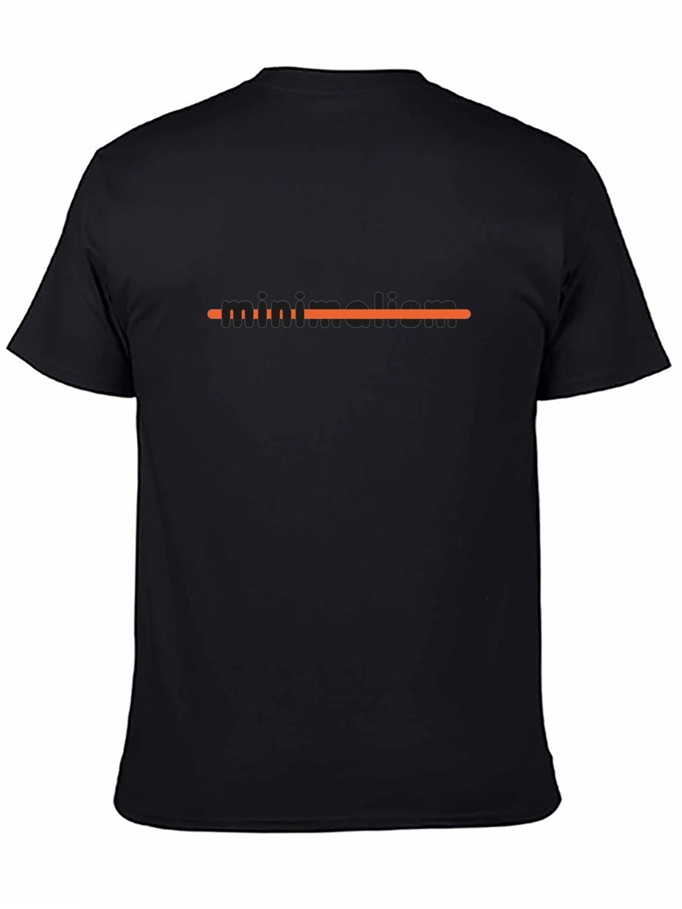 Minimalist Orange Line Black T-Shirt