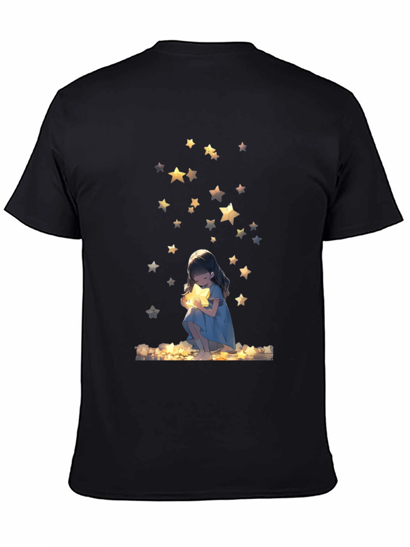 Dreamy Star Girl Black T-Shirt