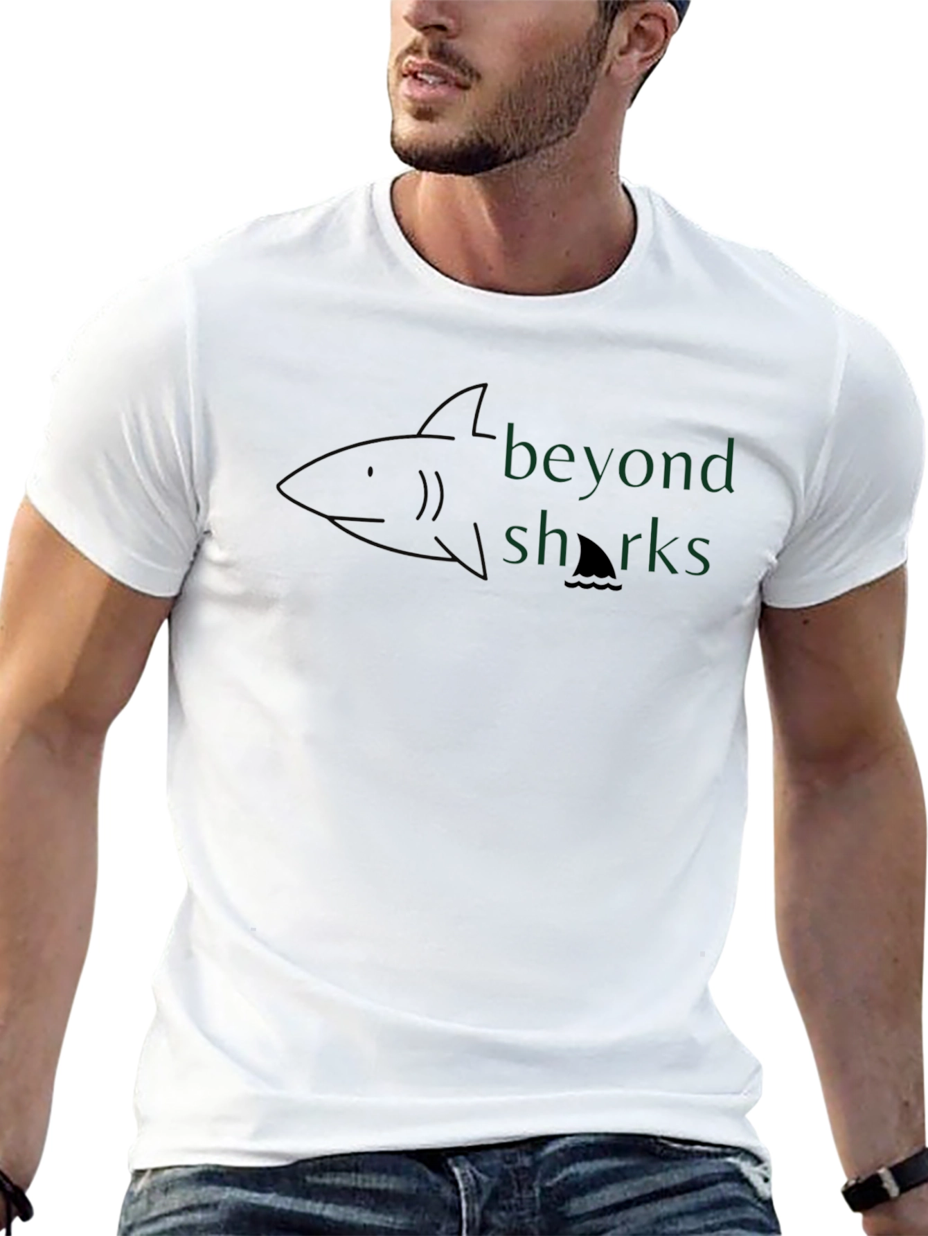 Beyond Sharks Graphic Print Black T-Shirt