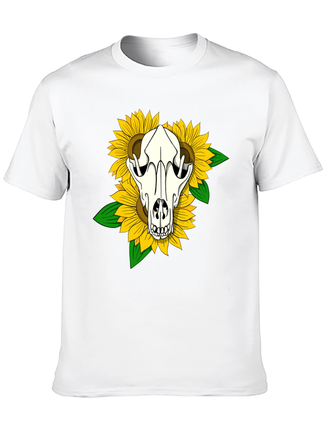 Skull & Sunflower Graphic T-Shirt - Black