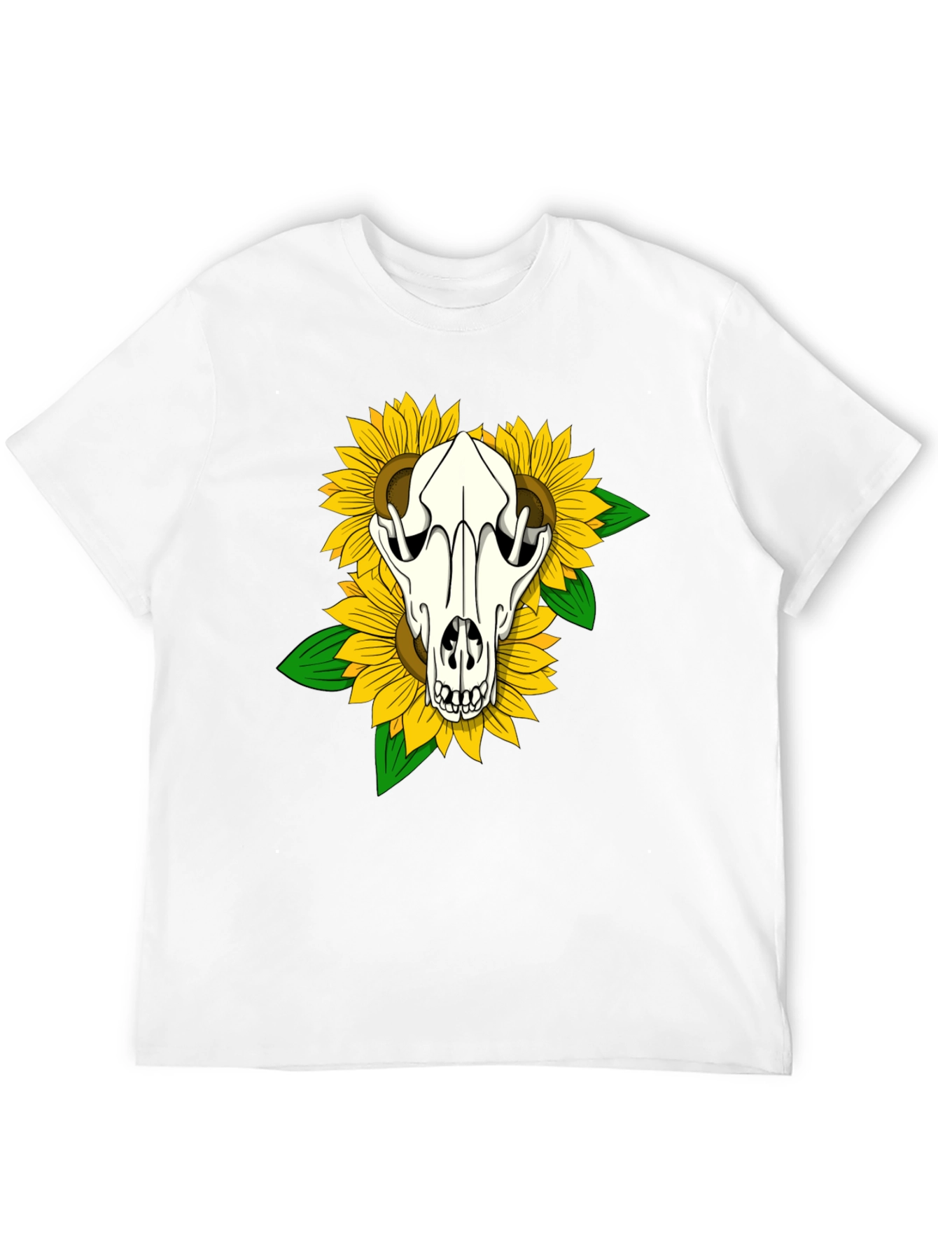 Skull & Sunflower Graphic T-Shirt - Black