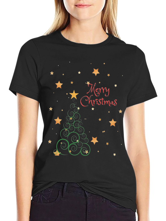 Festive Christmas Tree Star Graphic Tee