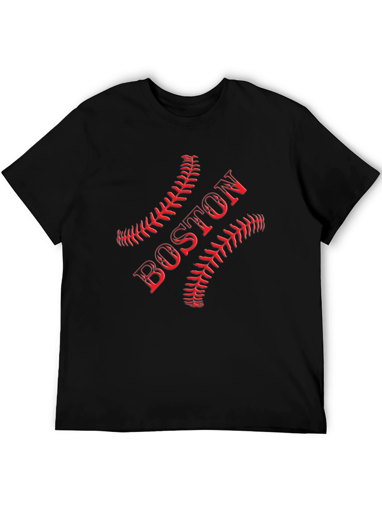 Boston Baseball T-Shirt - Red Stitch Design