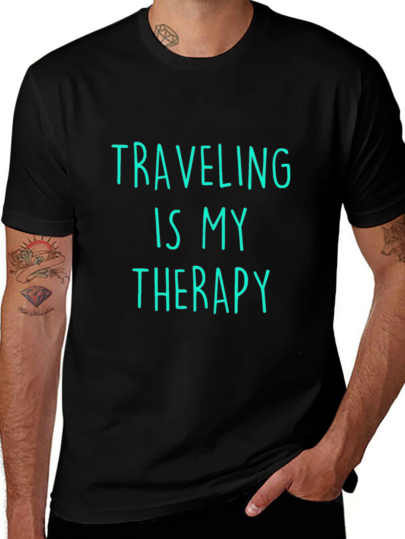 Traveling is My Therapy Black T-Shirt