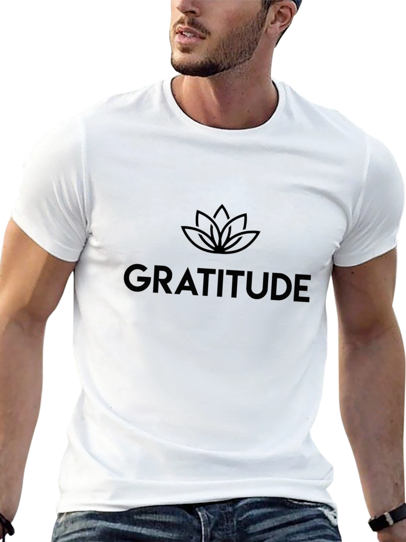 Gratitude Lotus Graphic Tee - Black