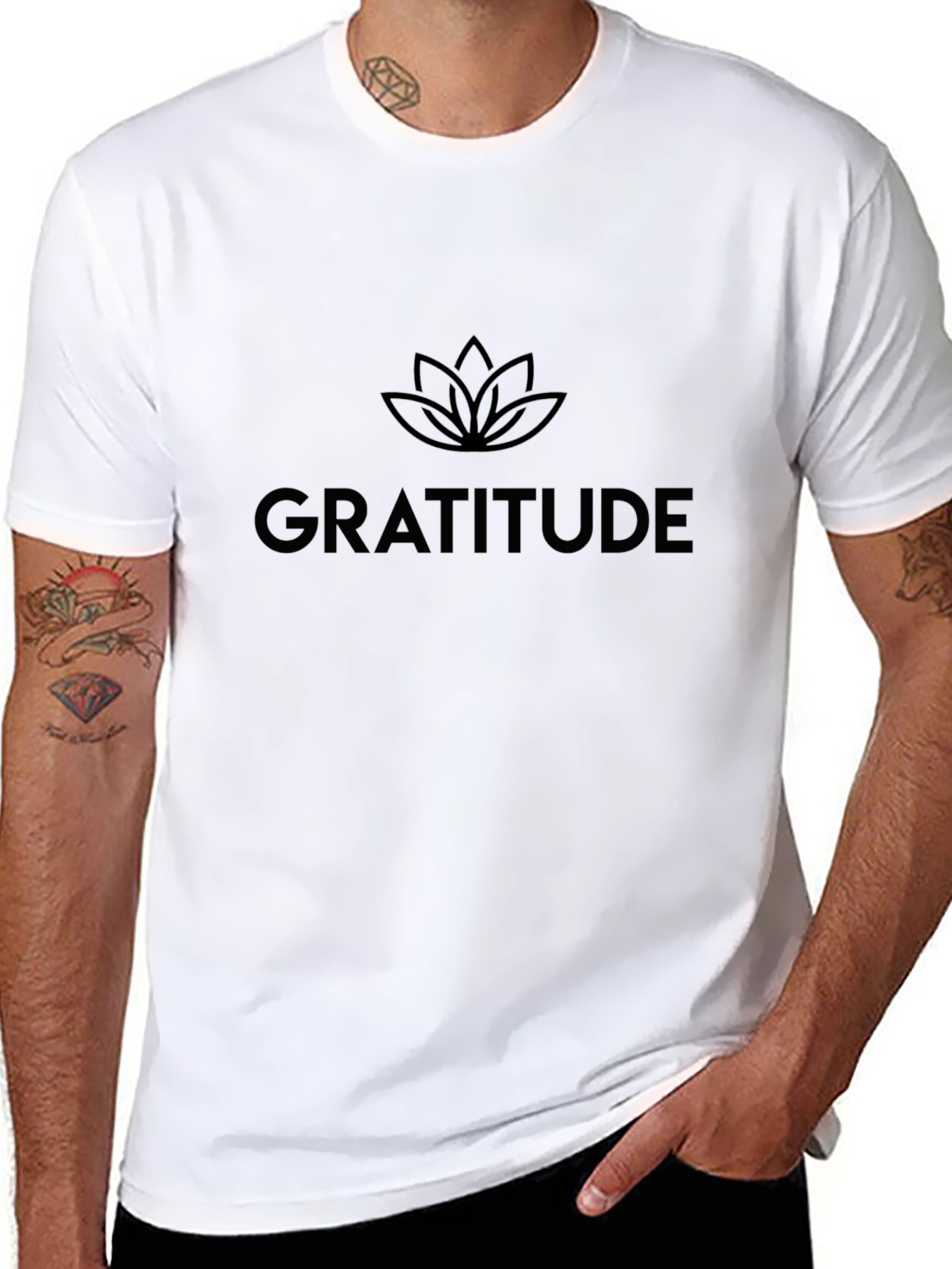 Gratitude Lotus Graphic Tee - Black