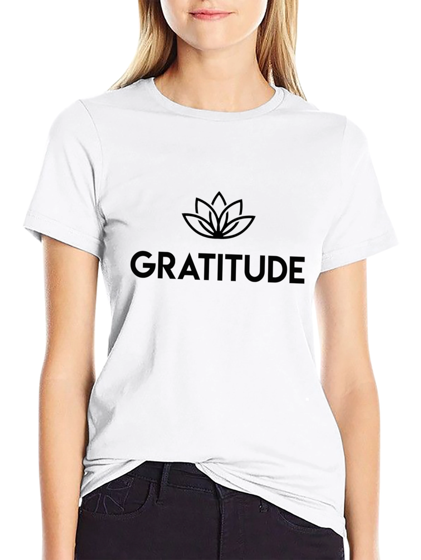 Gratitude Lotus Graphic Tee - Black