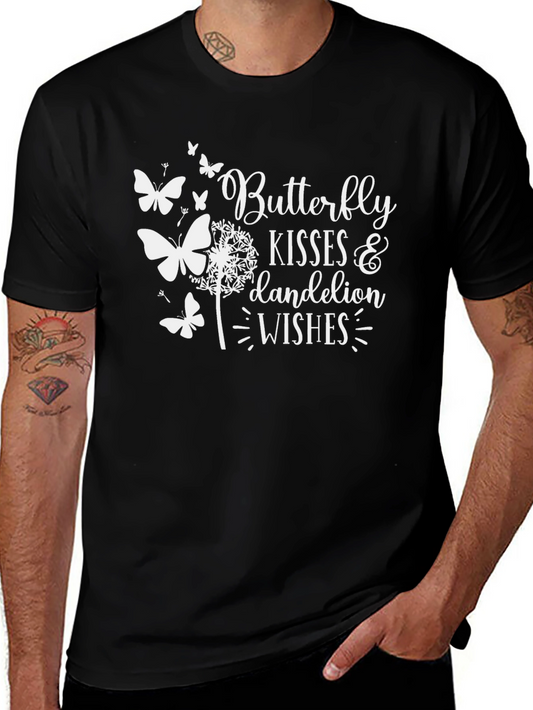 Butterfly Kisses & Dandelion Wishes Black T-Shirt