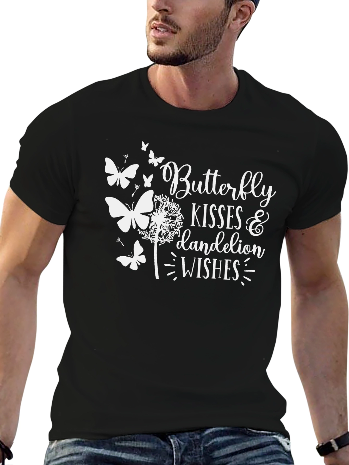 Butterfly Kisses & Dandelion Wishes Black T-Shirt