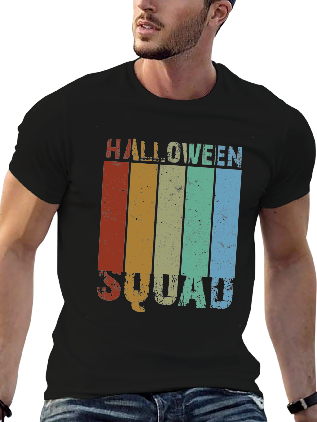 Halloween Squad Retro Stripe T-Shirt