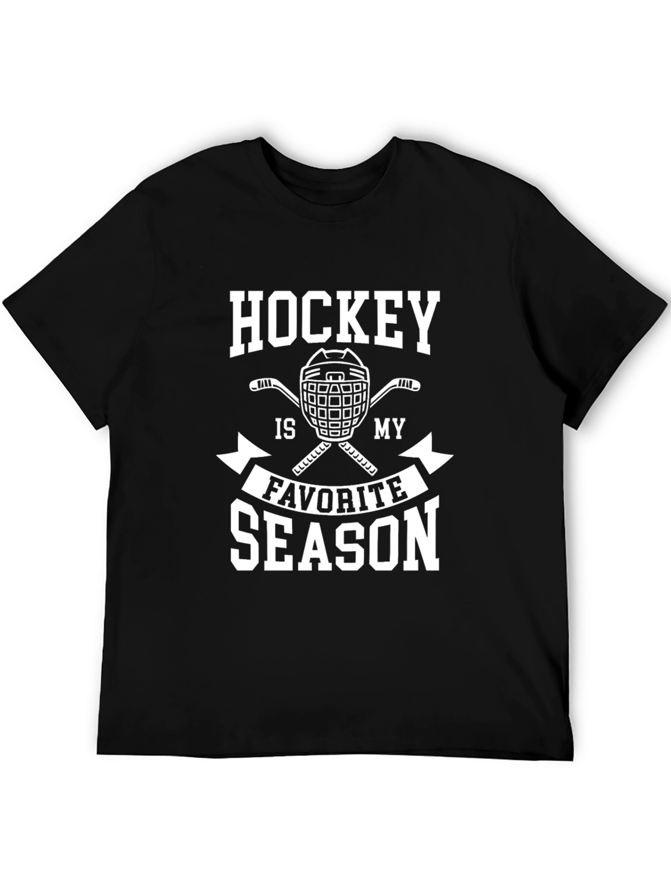 Hockey Is My Favorite Season Black Graphic T-Shirt