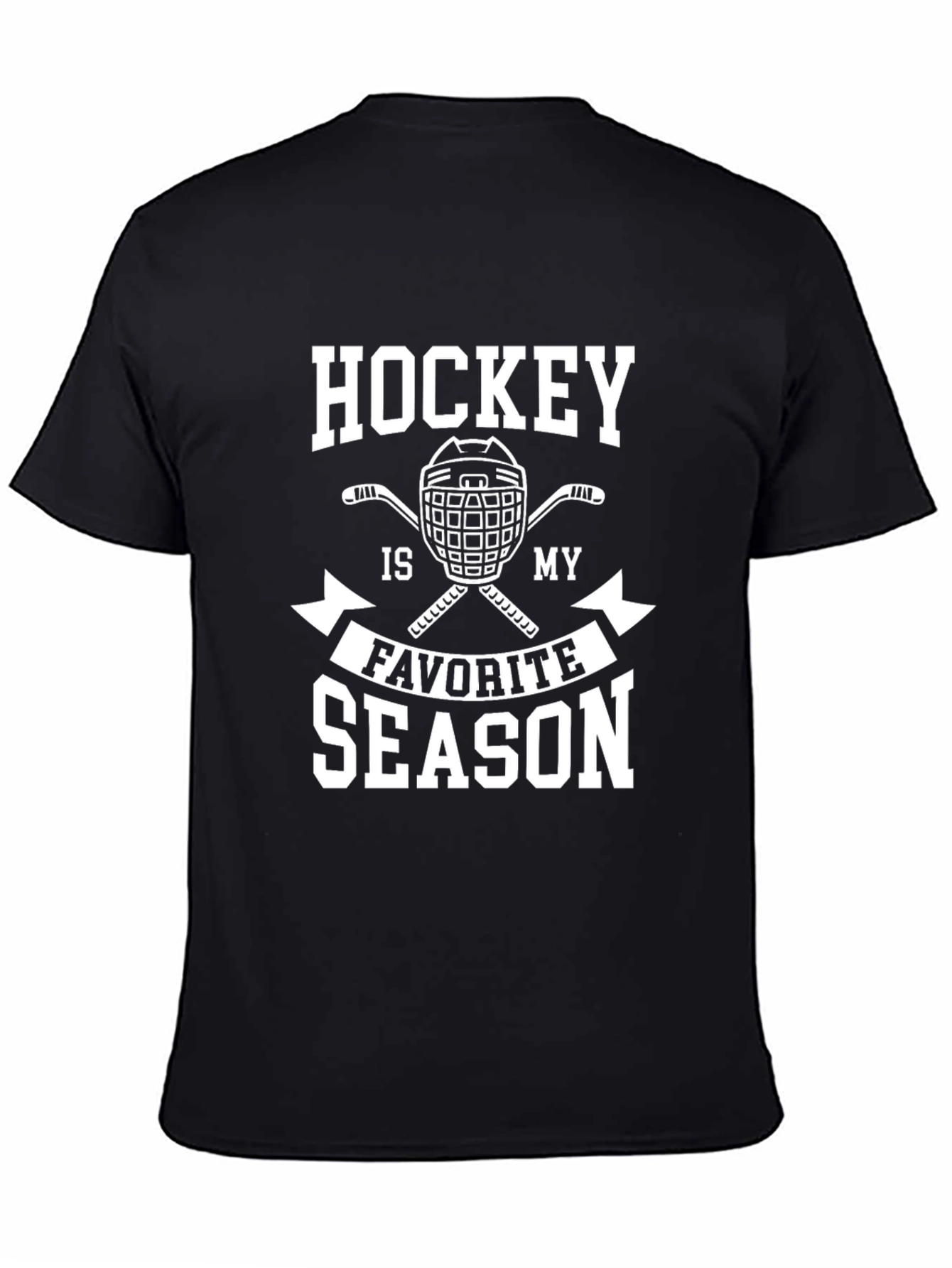 Hockey Is My Favorite Season Black Graphic T-Shirt