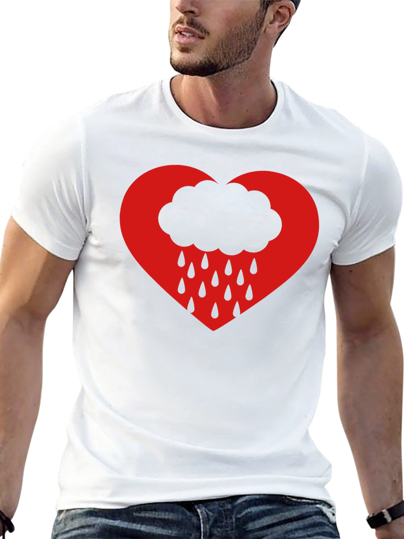 Heart Cloud Rain T-Shirt - Black