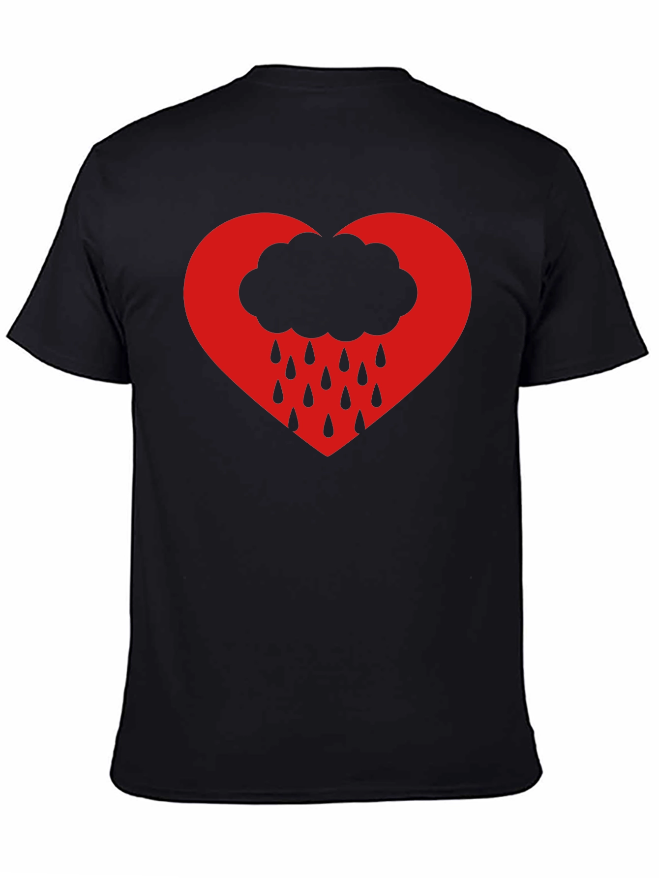 Heart Cloud Rain T-Shirt - Black