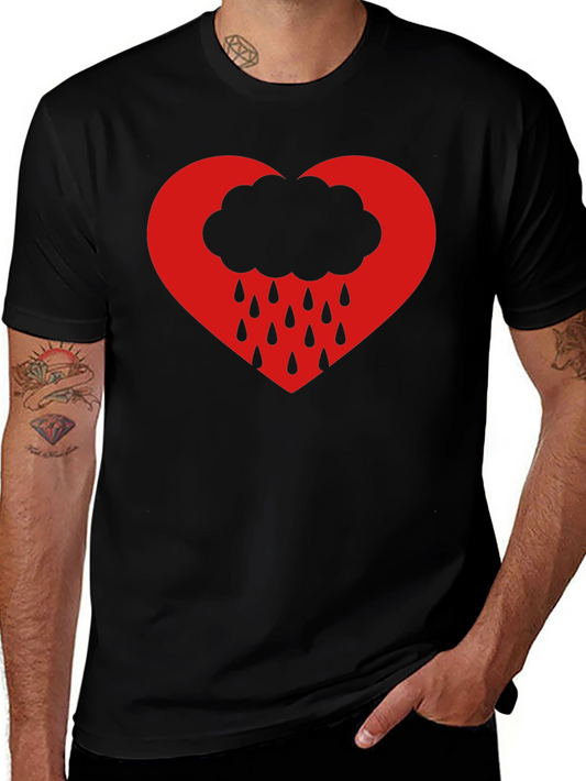 Heart Cloud Rain T-Shirt - Black
