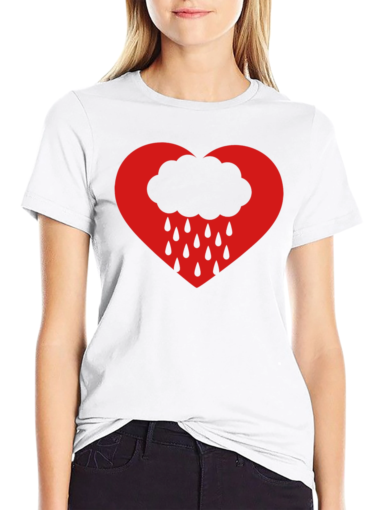 Heart Cloud Rain T-Shirt - Black