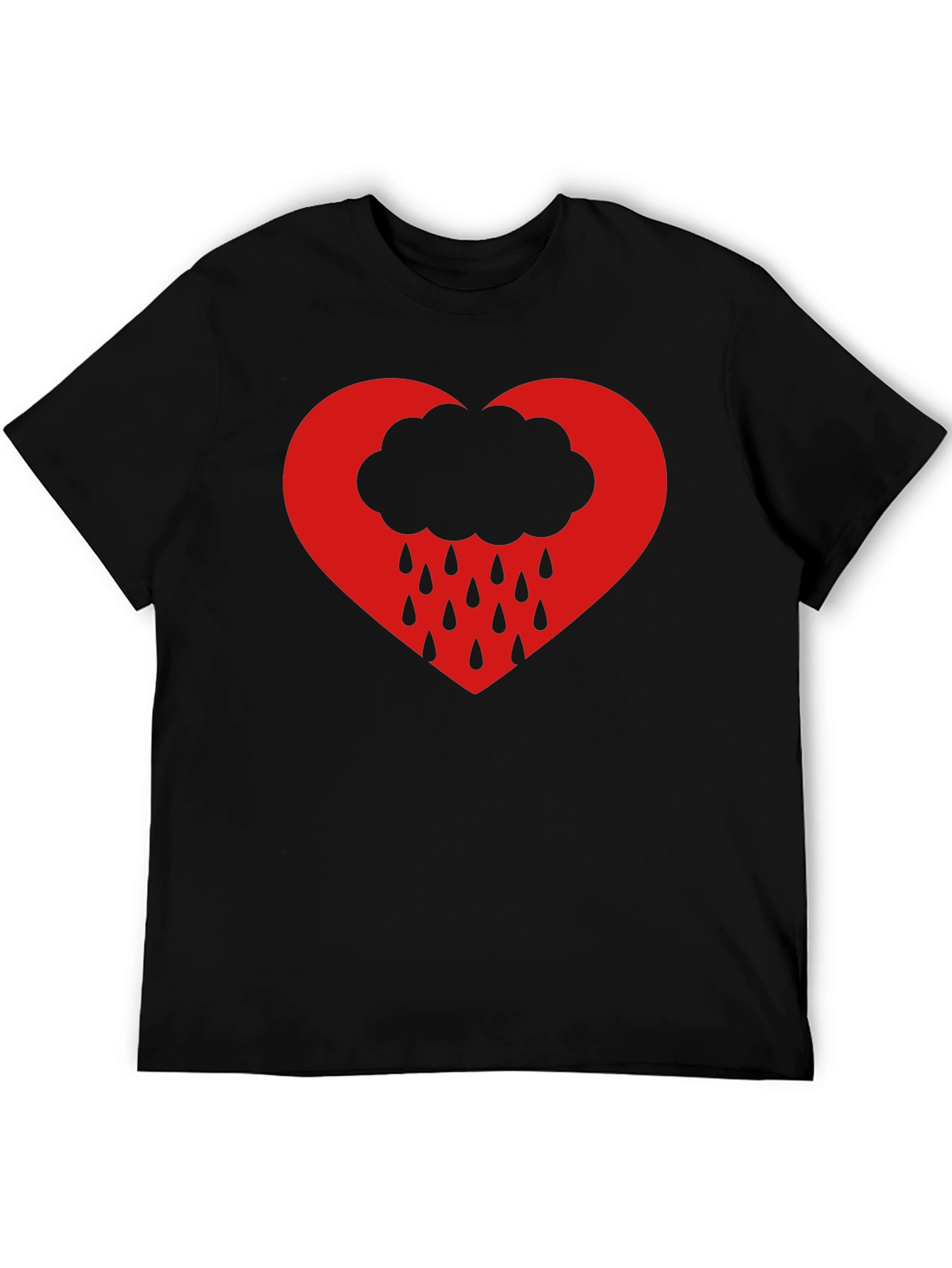 Heart Cloud Rain T-Shirt - Black
