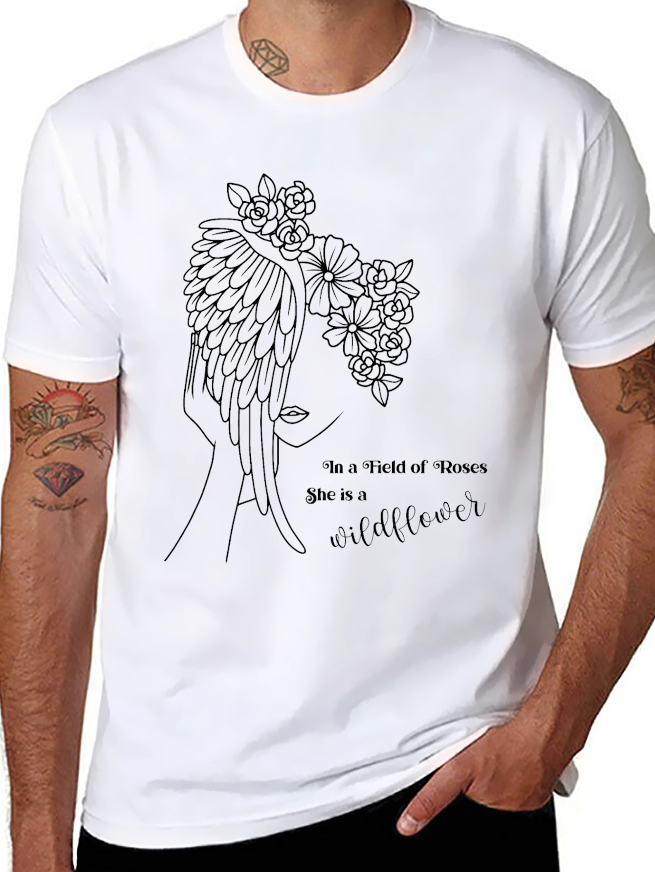 Wildflower in Roses Graphic T-Shirt - Black