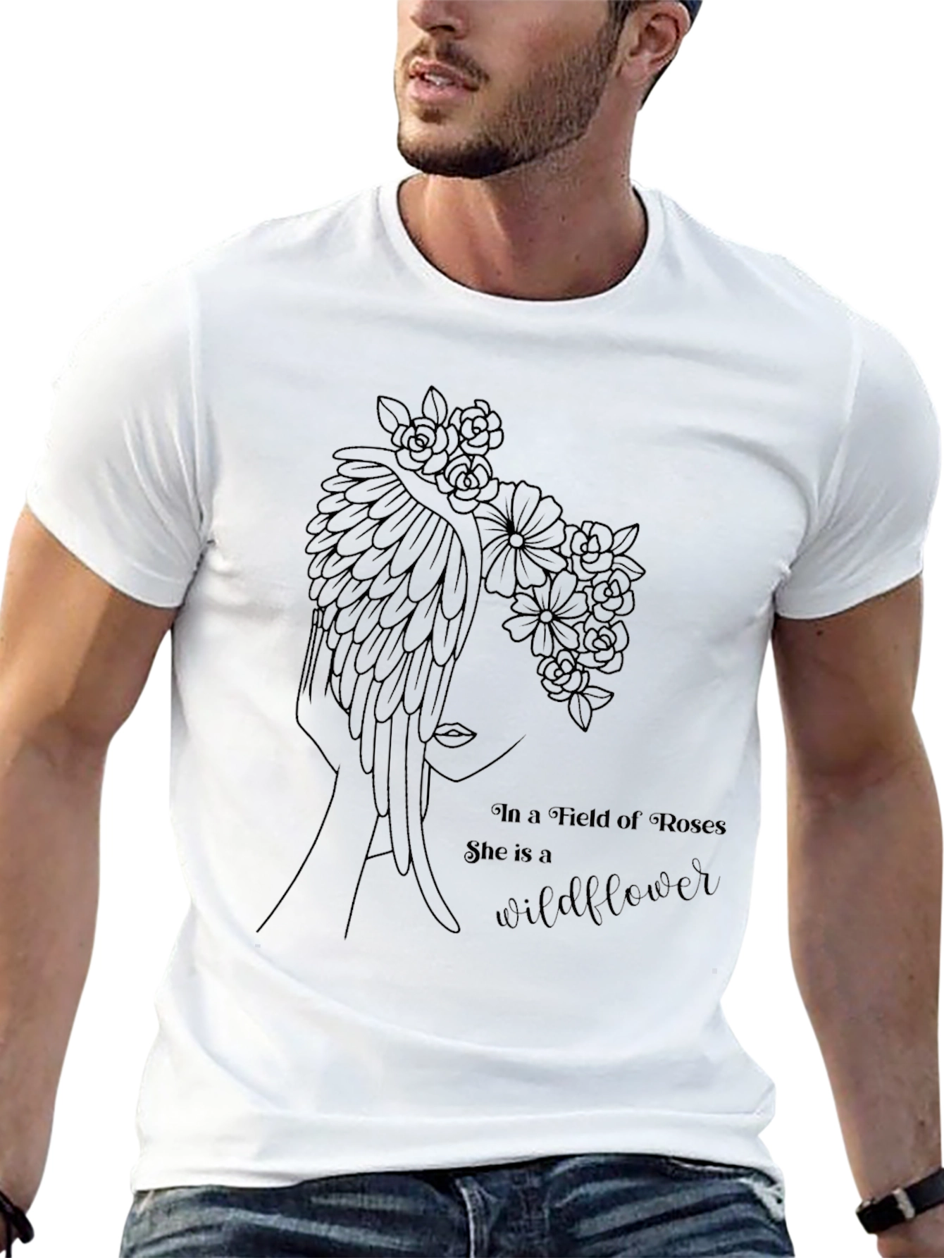 Wildflower in Roses Graphic T-Shirt - Black
