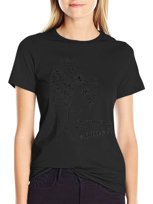 Wildflower in Roses Graphic T-Shirt - Black