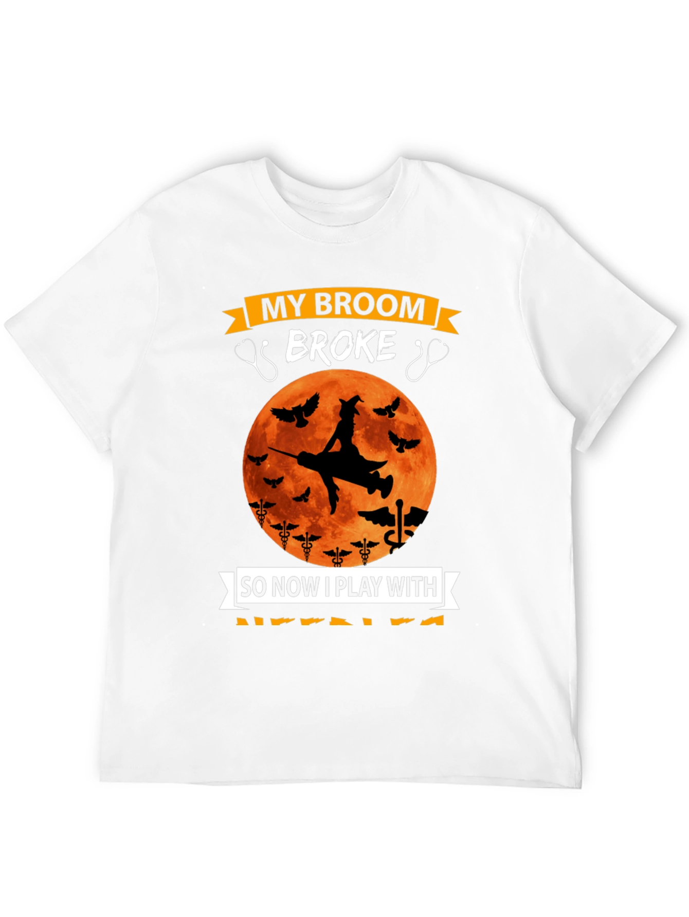 Nurse Halloween T-Shirt - Broken Broom