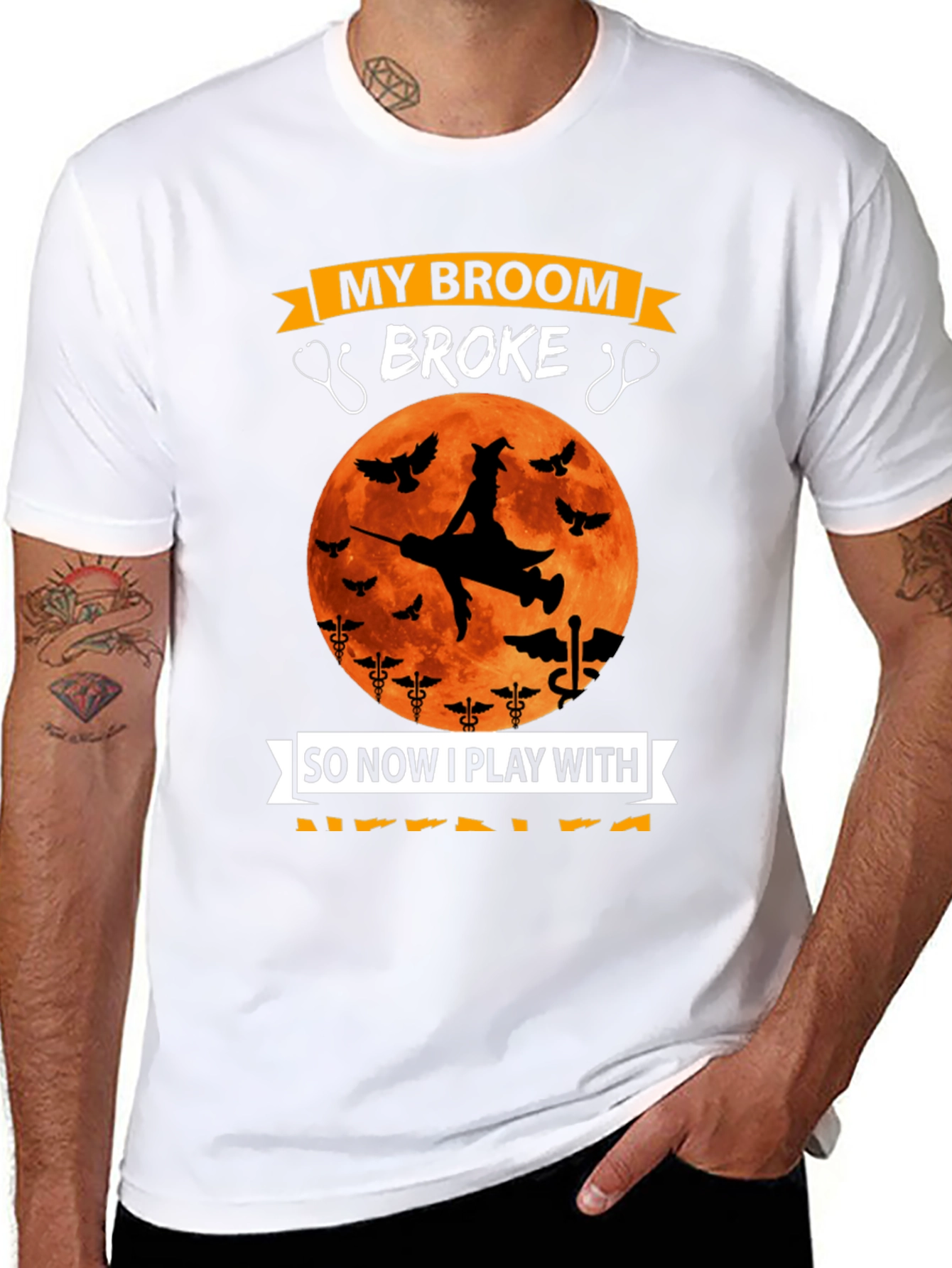 Nurse Halloween T-Shirt - Broken Broom