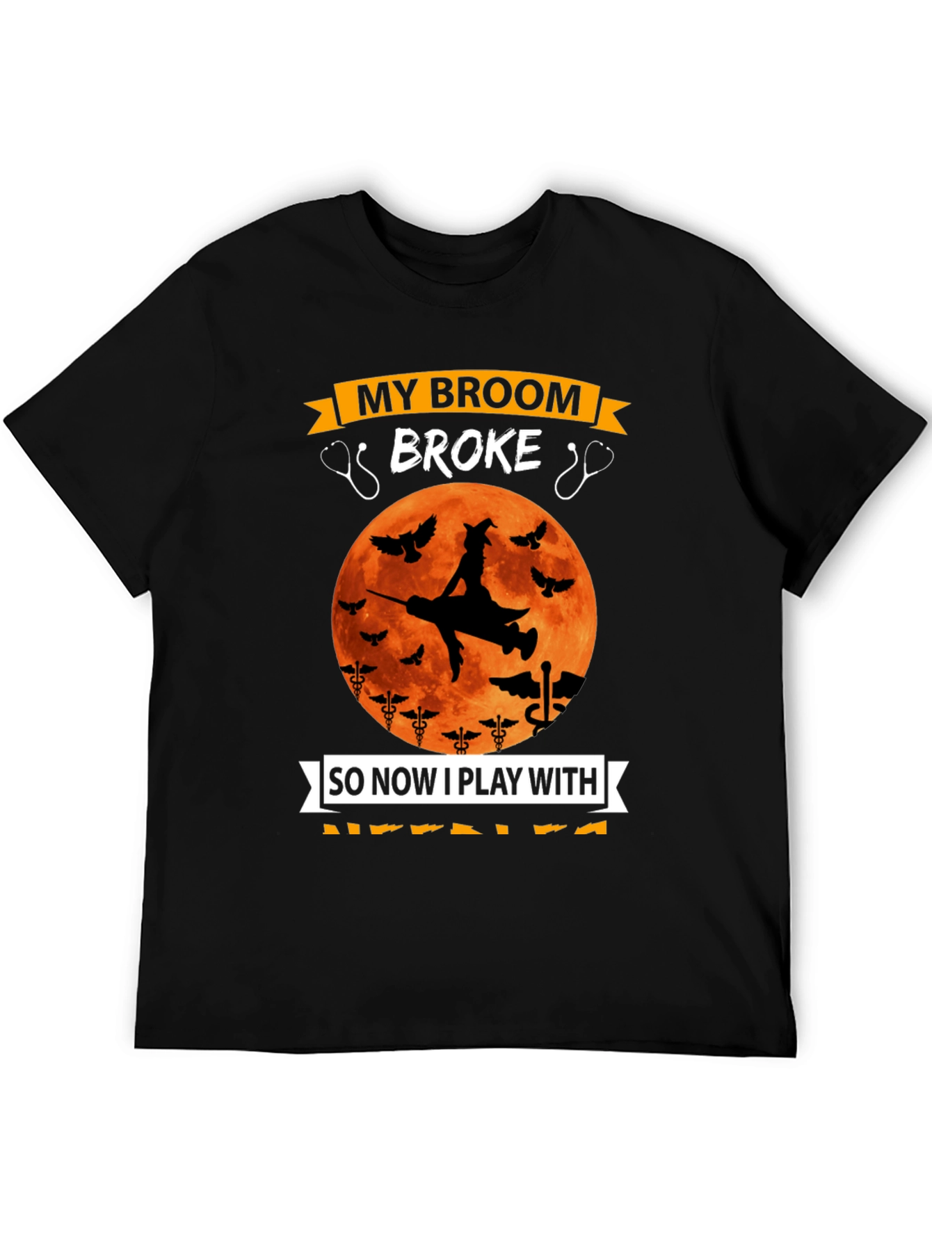 Nurse Halloween T-Shirt - Broken Broom