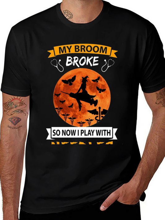 Nurse Halloween T-Shirt - Broken Broom
