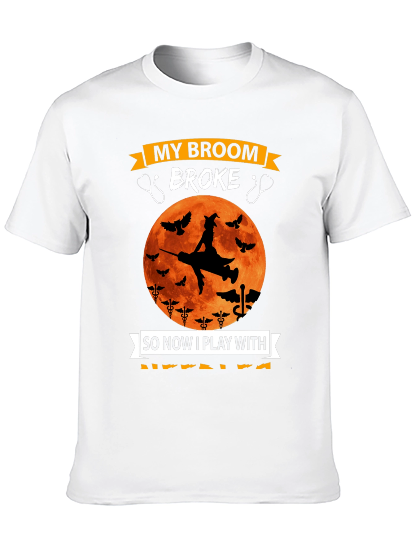 Nurse Halloween T-Shirt - Broken Broom