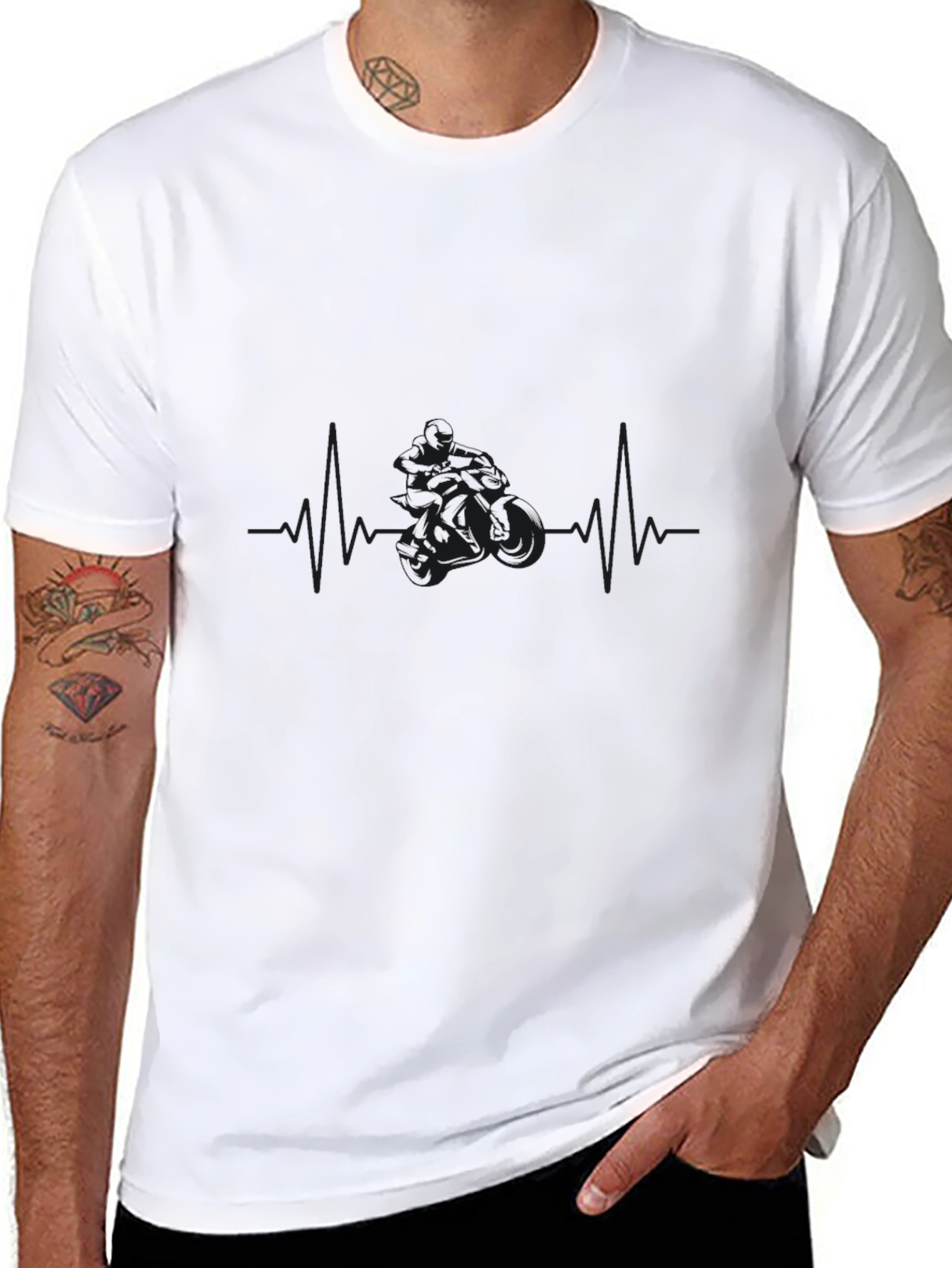 Heartbeat Motocross Rider Graphic T-Shirt