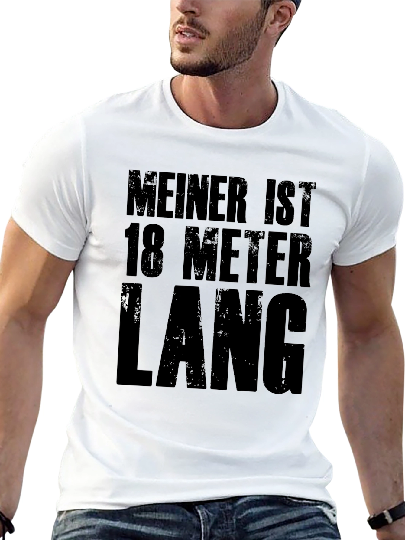 Funny Black T-Shirt - Meiner ist 18 Meter Lang