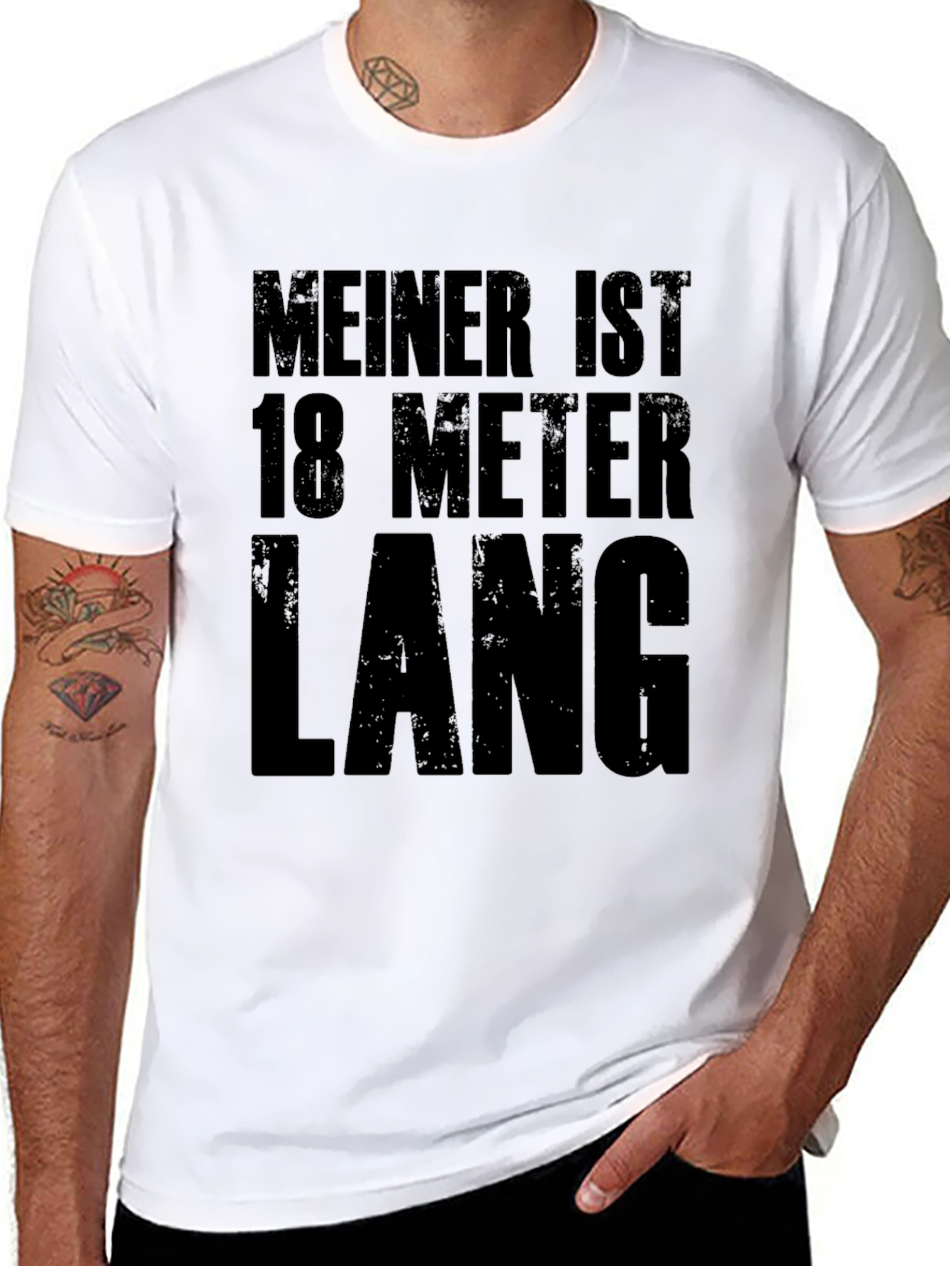 Funny Black T-Shirt - Meiner ist 18 Meter Lang