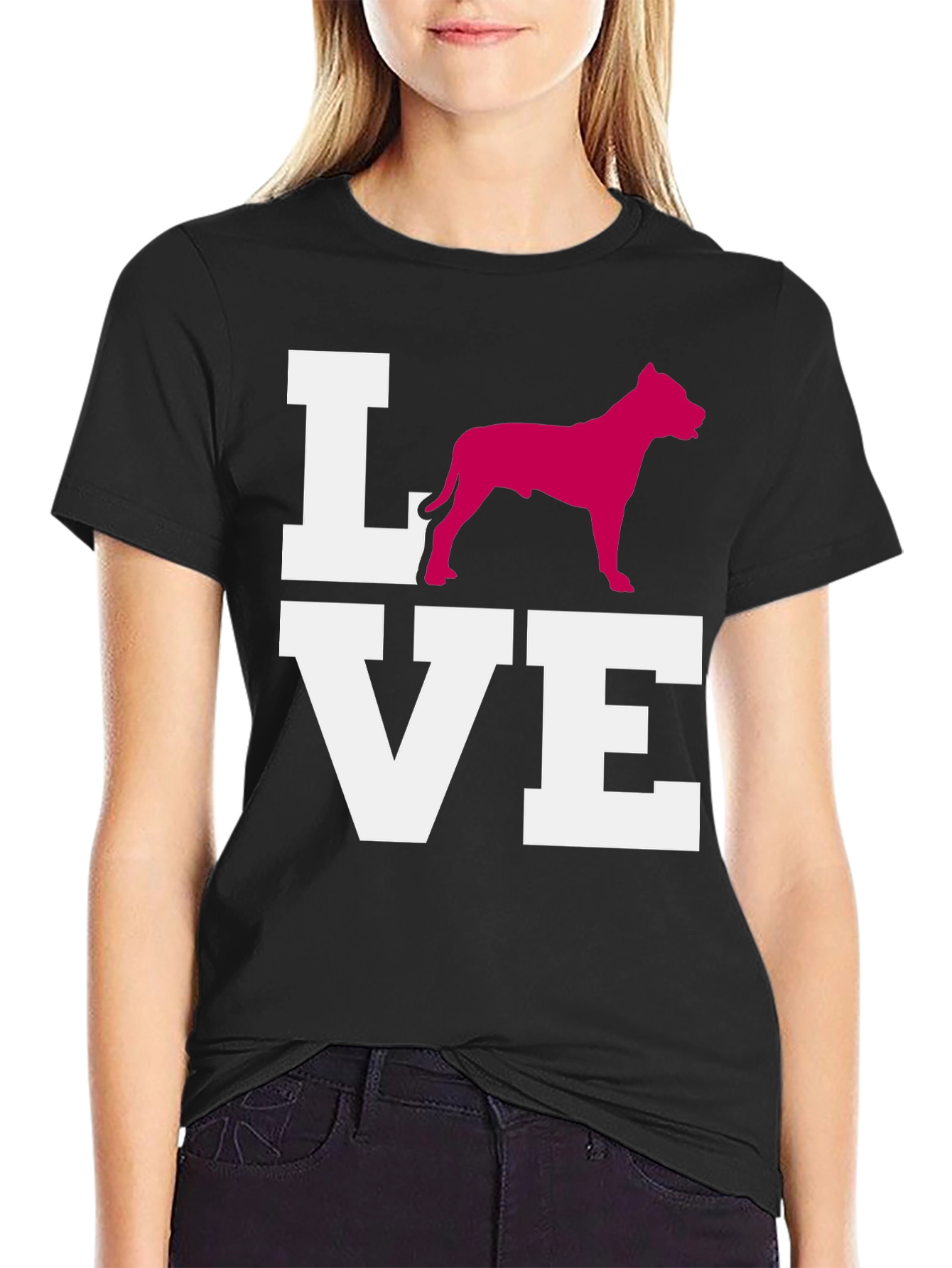 Pitbull Love Graphic Tee - Black Cotton Blend Shirt