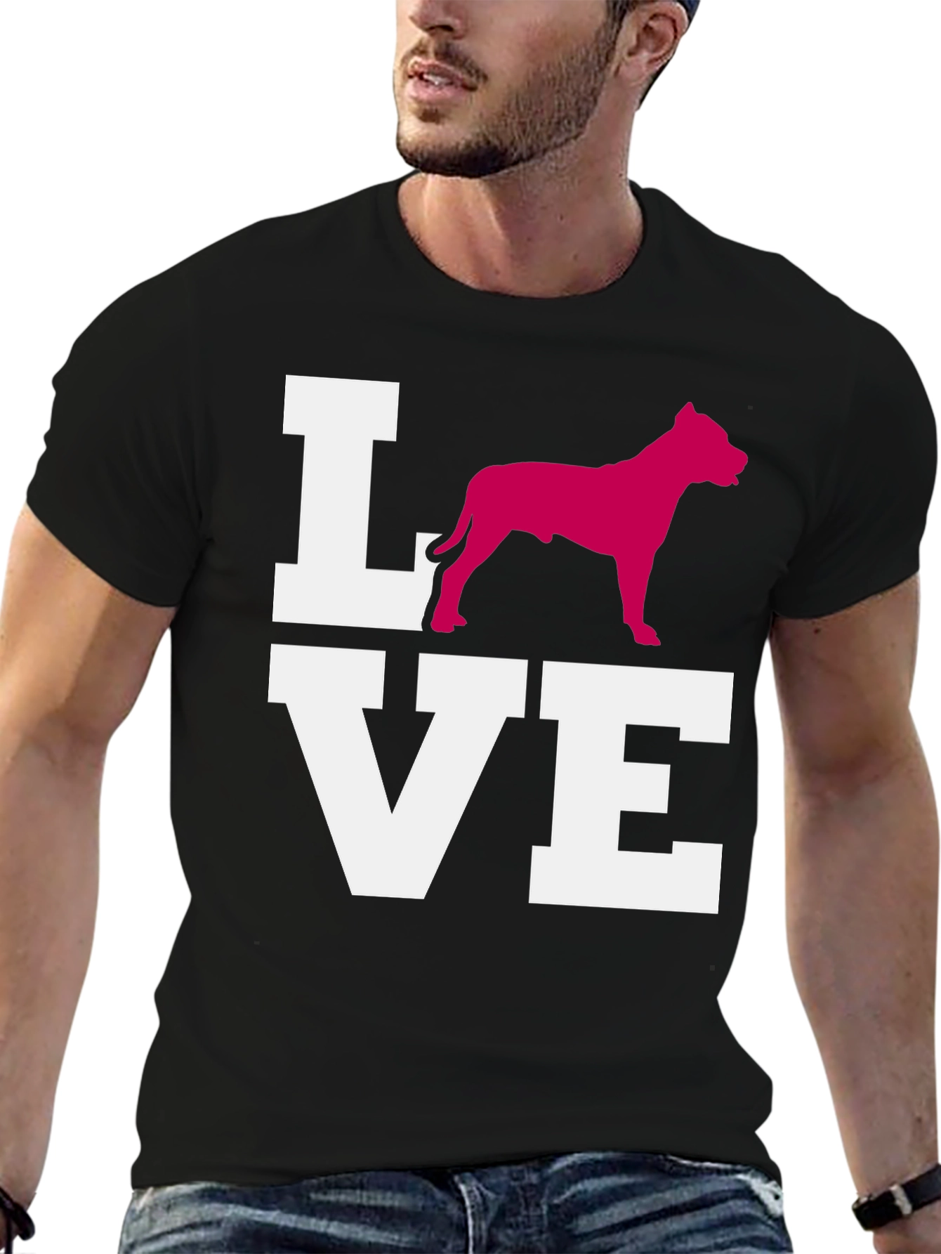 Pitbull Love Graphic Tee - Black Cotton Blend Shirt