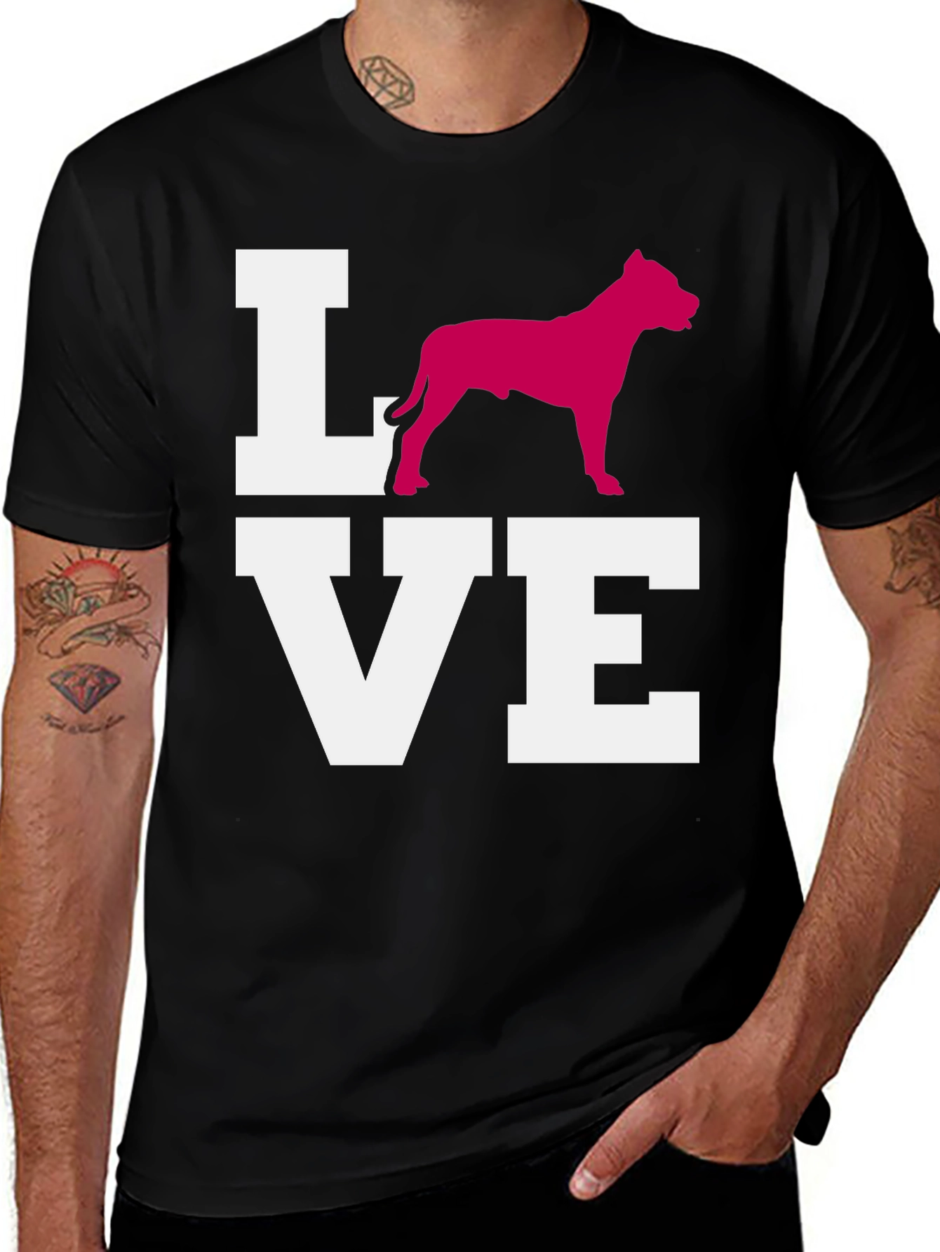 Pitbull Love Graphic Tee - Black Cotton Blend Shirt