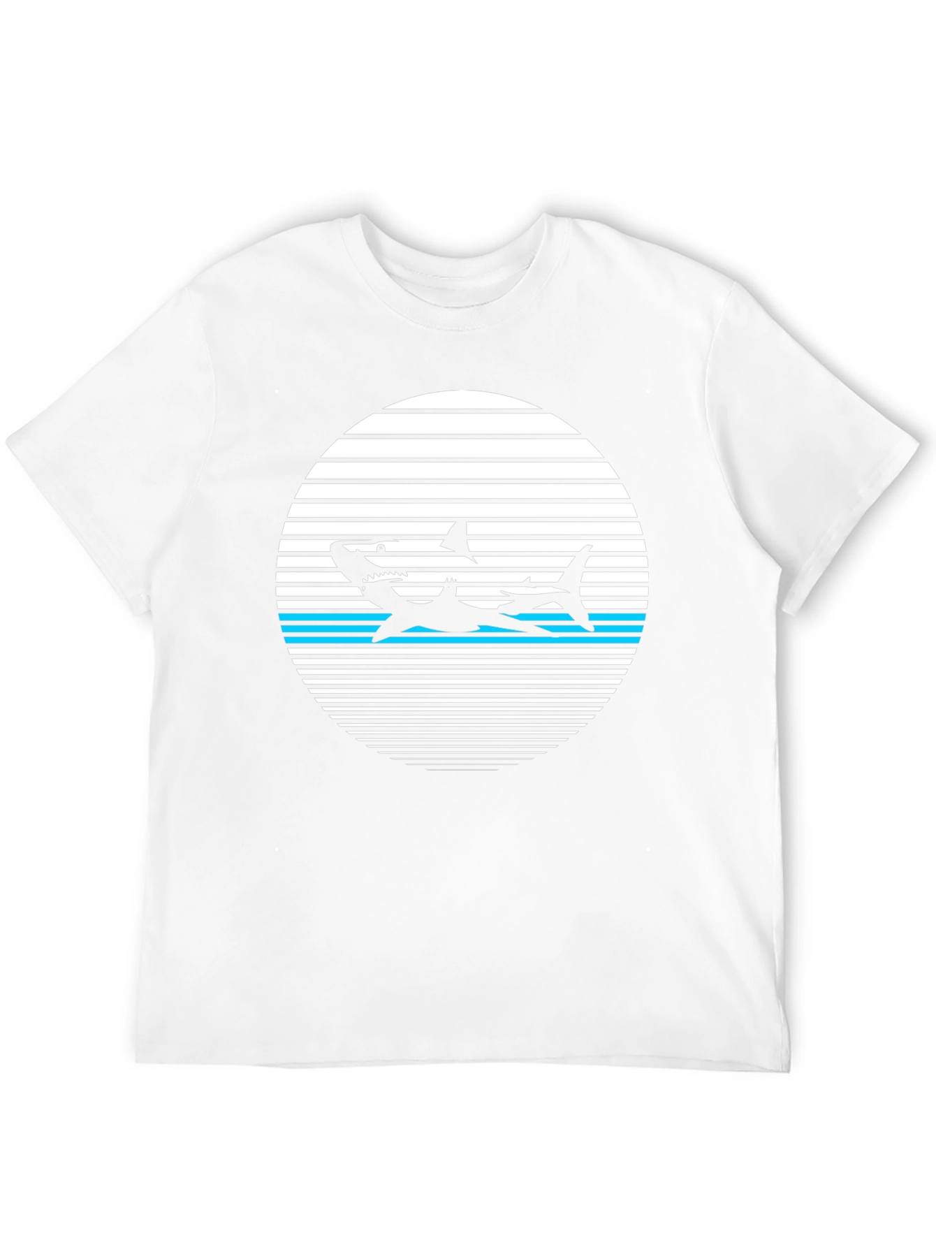 Retro Shark Graphic Tee - Black Cotton T-Shirt