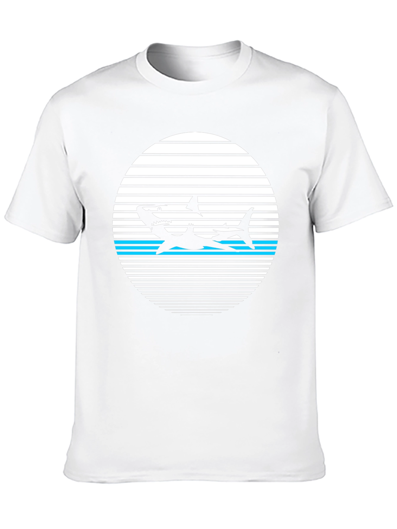 Retro Shark Graphic Tee - Black Cotton T-Shirt