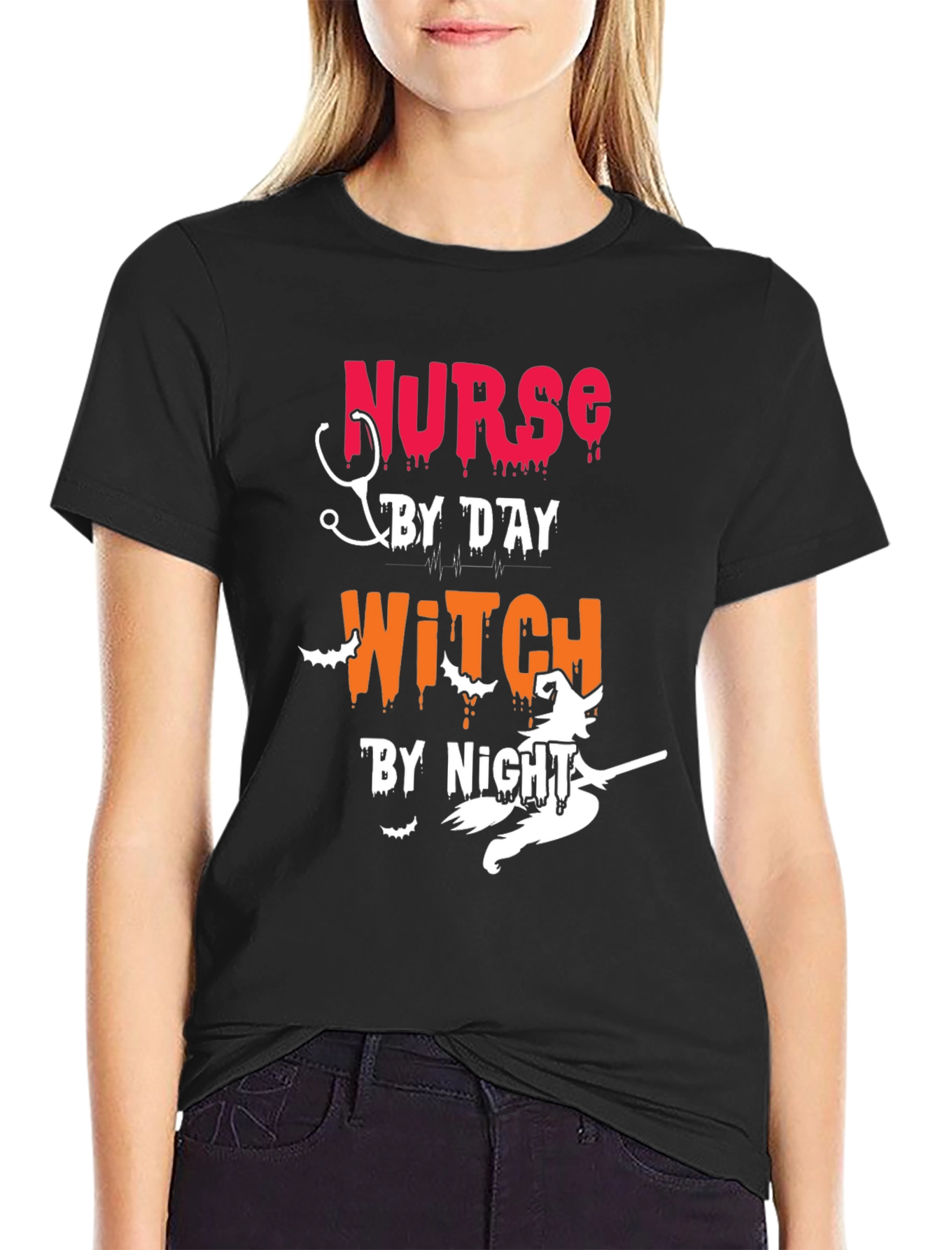 Nurse by Day Witch by Night Halloween T-Shirt
