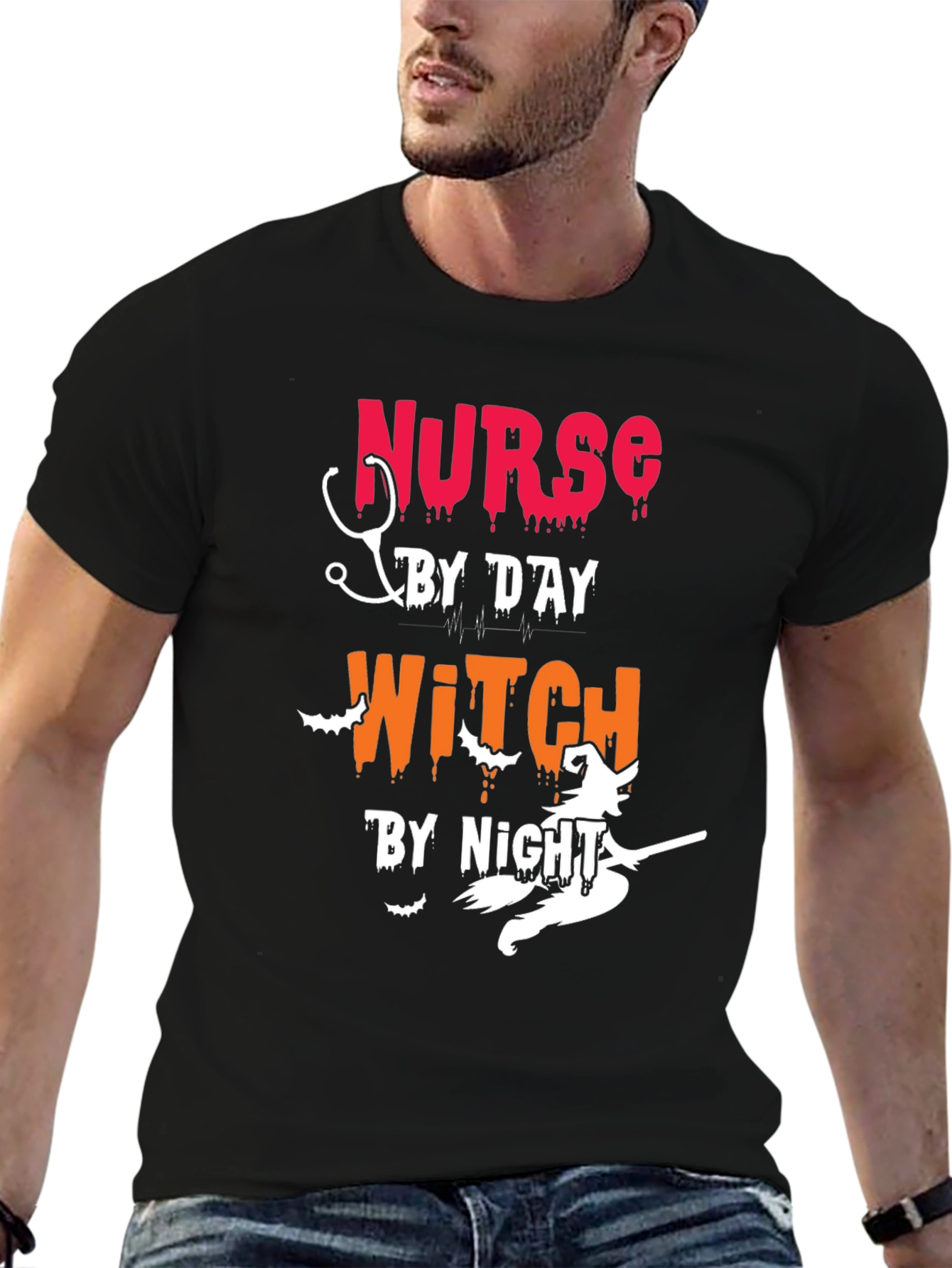 Nurse by Day Witch by Night Halloween T-Shirt