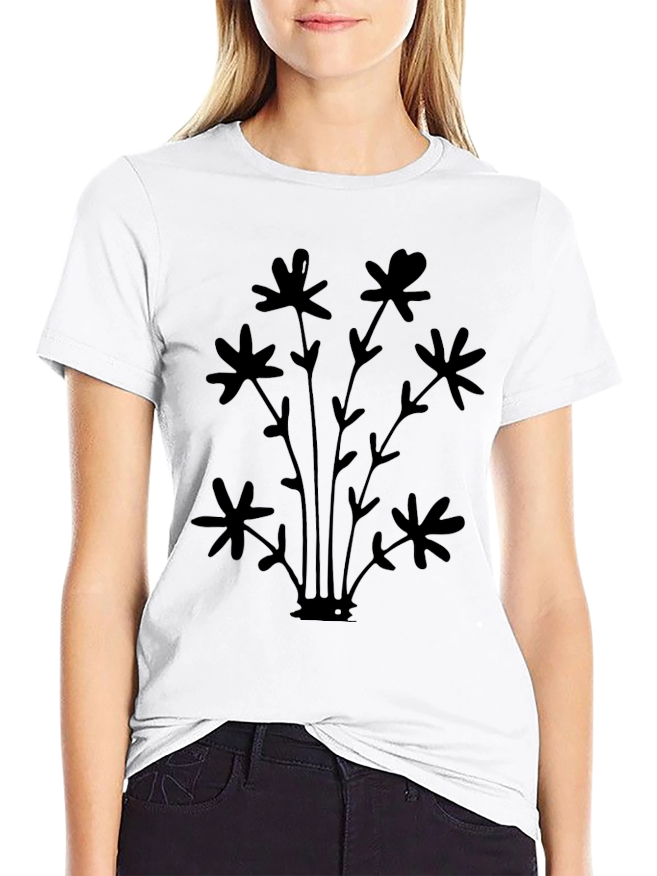 Mens Black Floral Graphic Tee