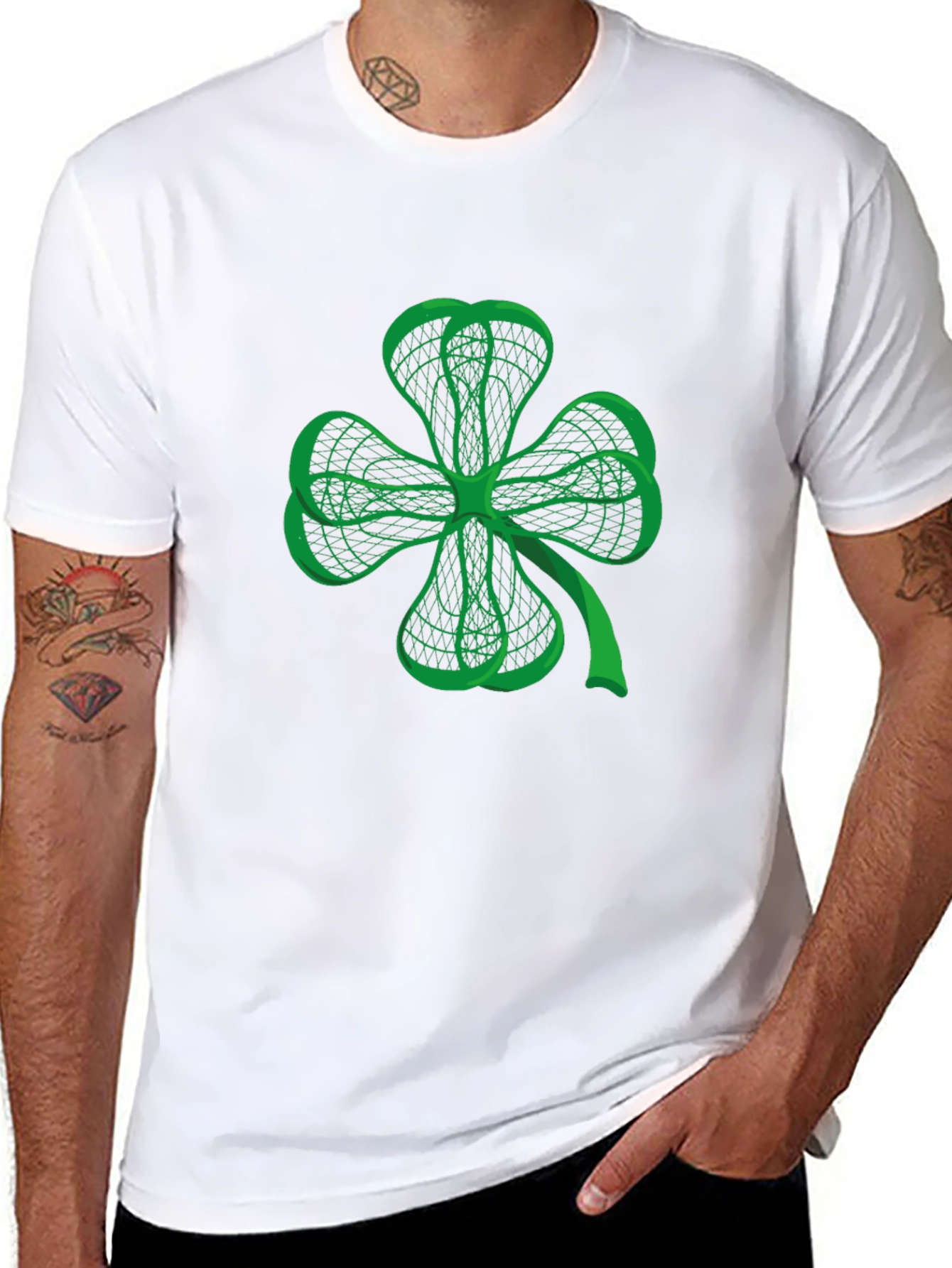 Lucky Clover Graphic Tee - Black Cotton T-Shirt