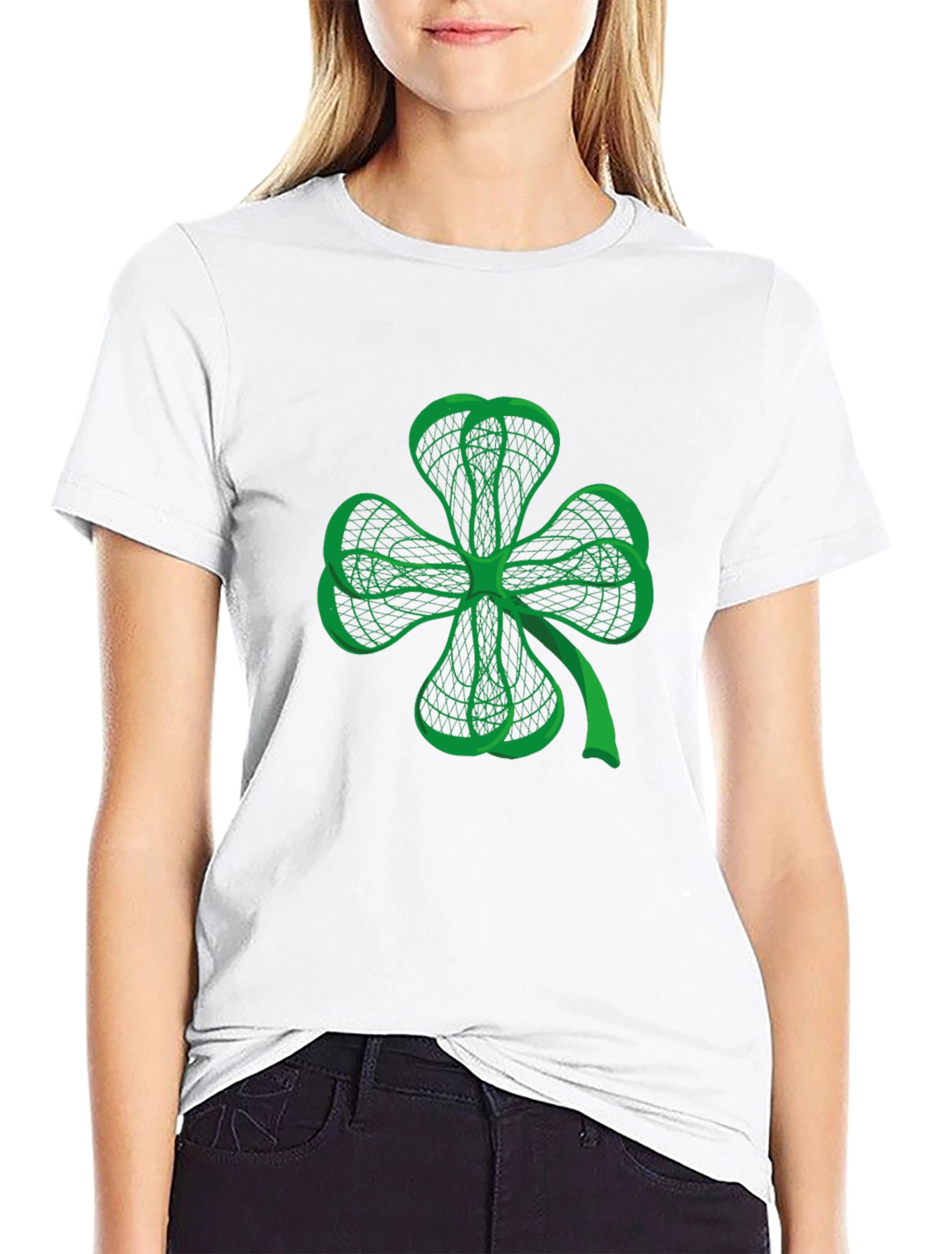 Lucky Clover Graphic Tee - Black Cotton T-Shirt