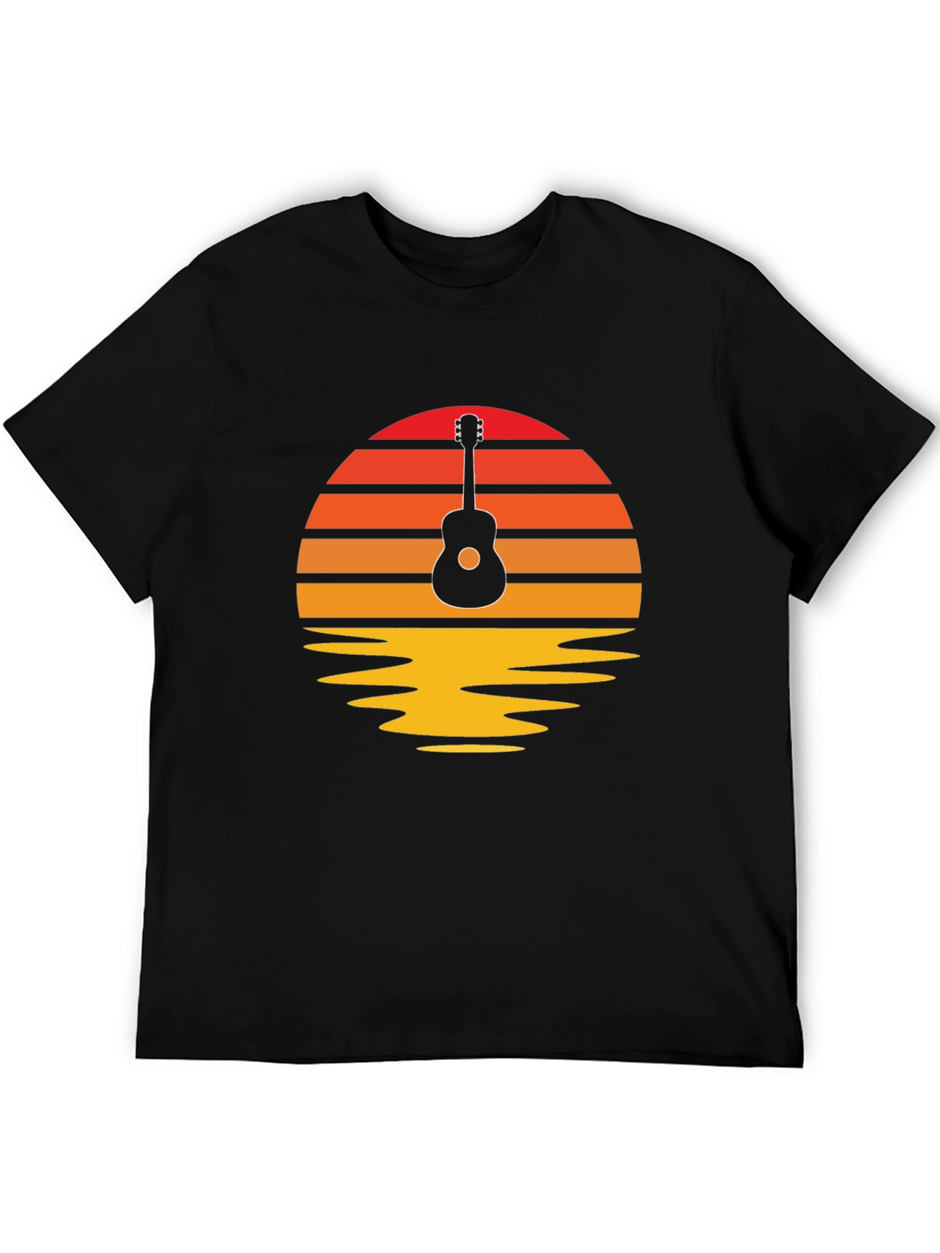 Sunset Guitar Graphic Tee - Retro Music Lover Shirt