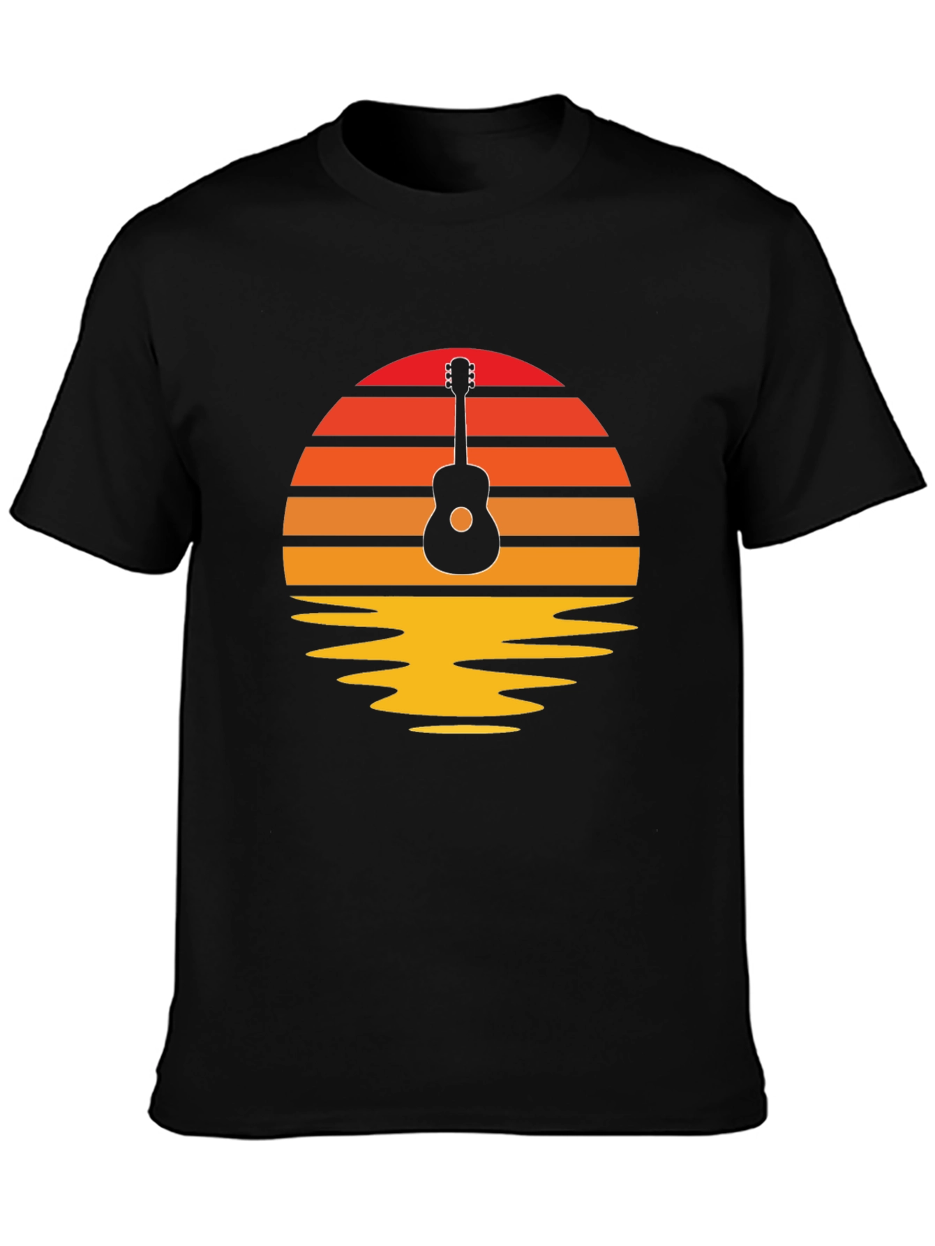 Sunset Guitar Graphic Tee - Retro Music Lover Shirt