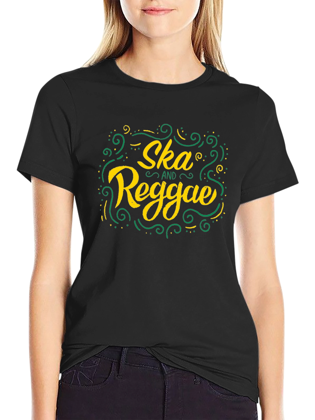 Ska and Reggae Graphic Print Black T-Shirt