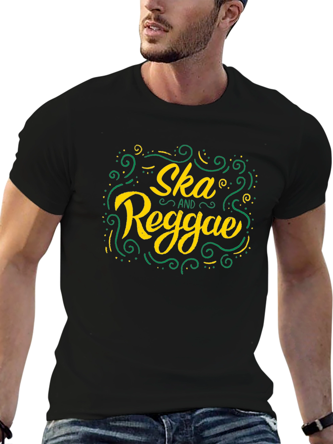 Ska and Reggae Graphic Print Black T-Shirt