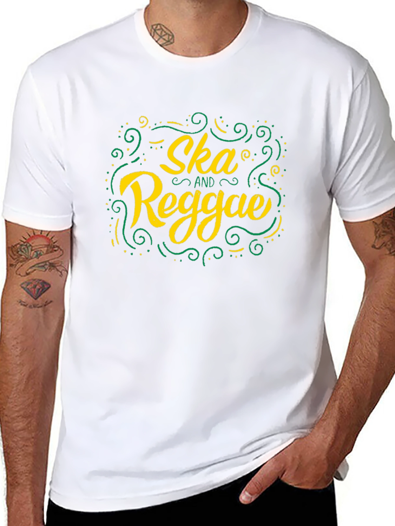 Ska and Reggae Graphic Print Black T-Shirt