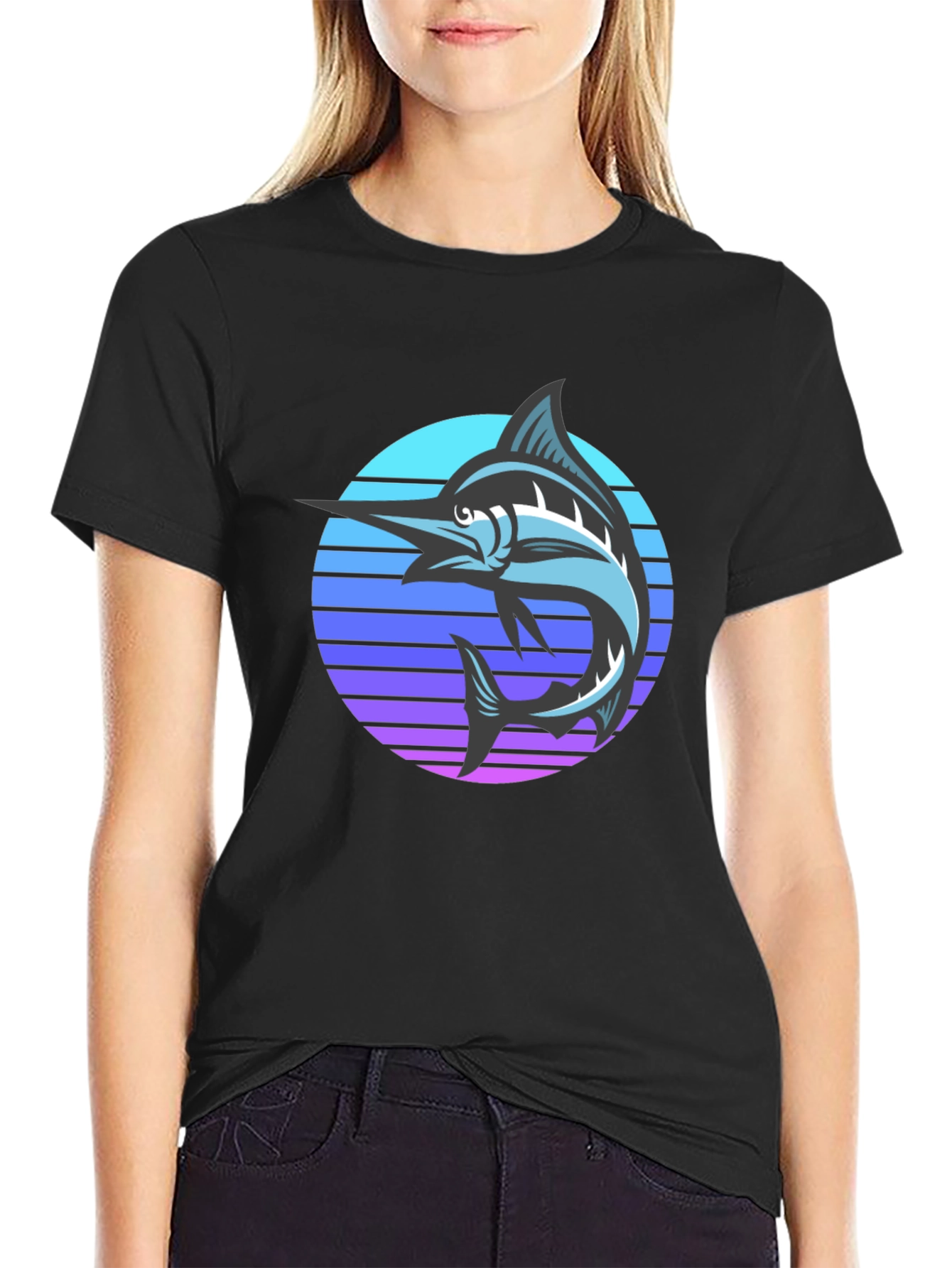 Retro Marlin T-Shirt - Black